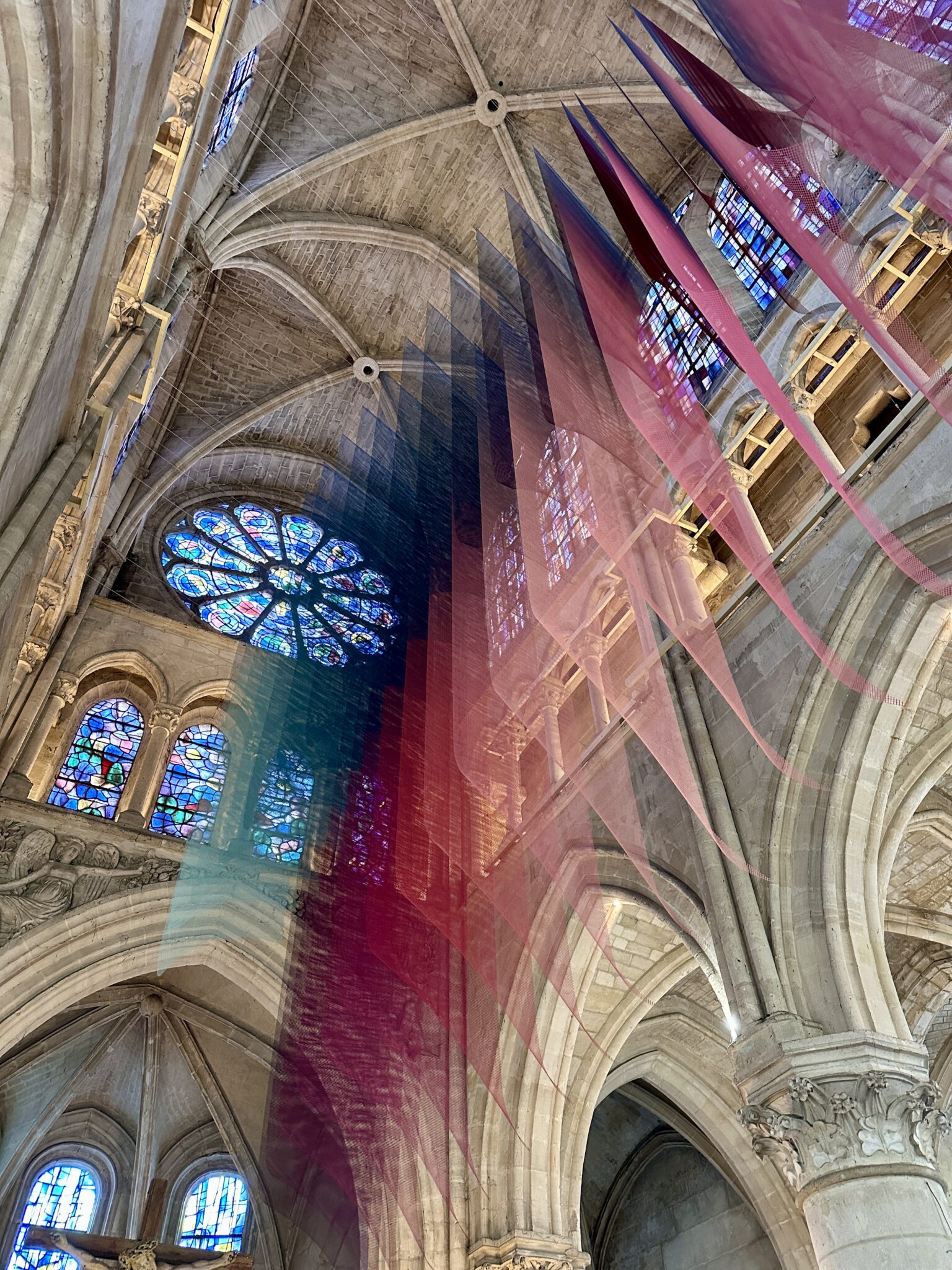 Installation view of “Nexus Lucis,” situated above the altar of a church in Gisors, France.