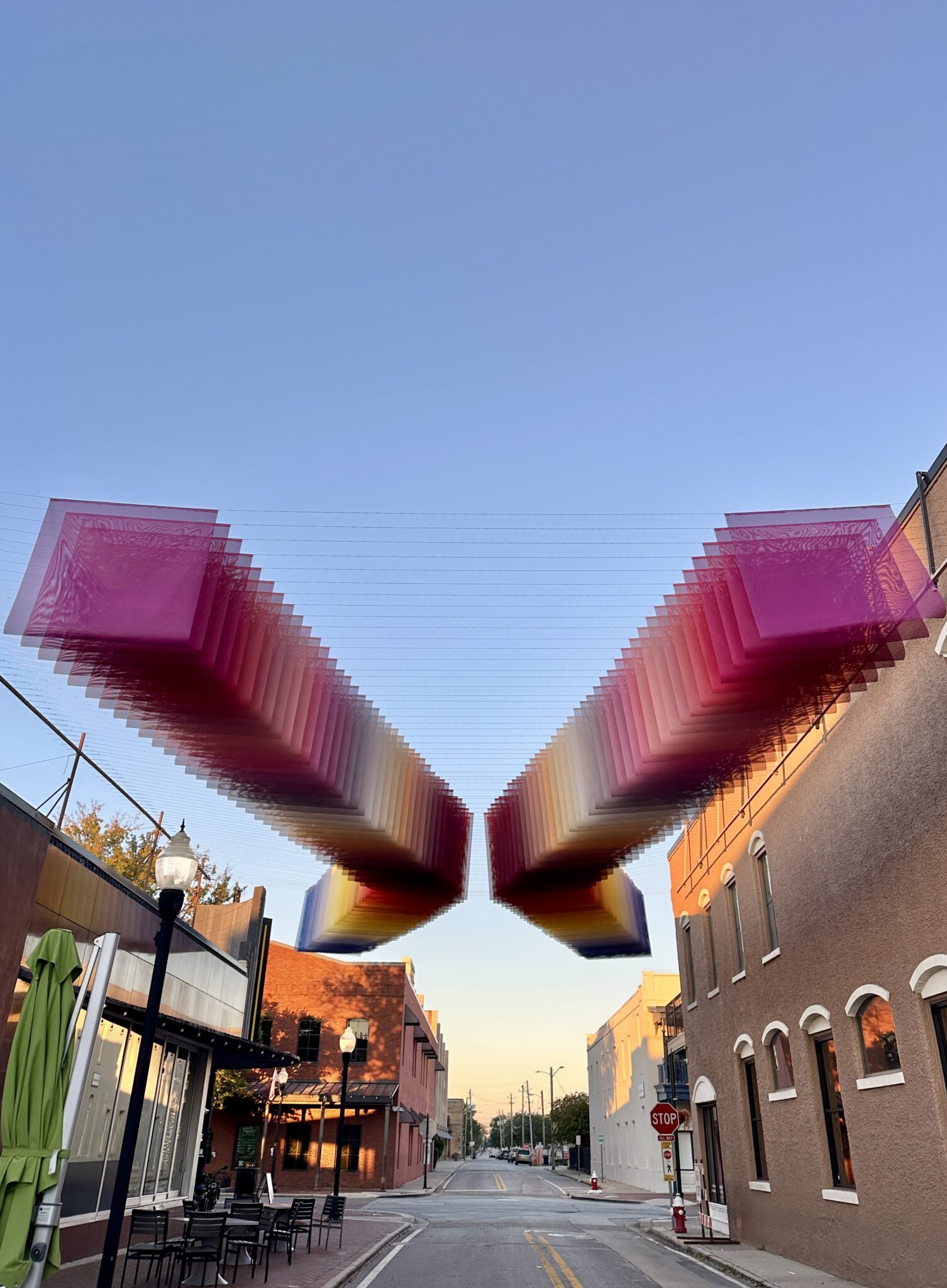 Installation view of “Afterburn,” hovering above Intendencia St. in Pensacola, FL.