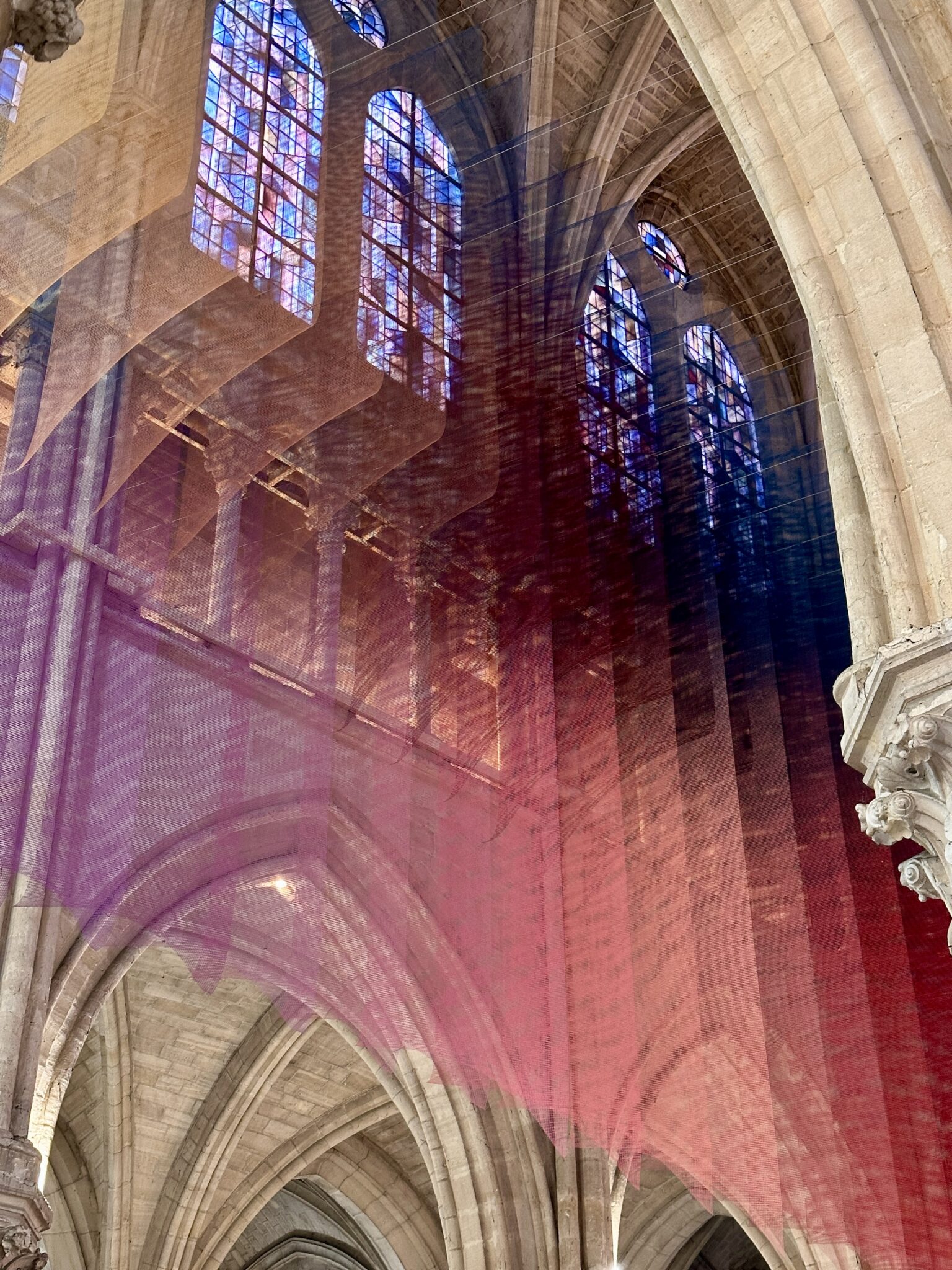 Installation view of “Nexus Lucis,” situated above the altar of a church in Gisors, France.