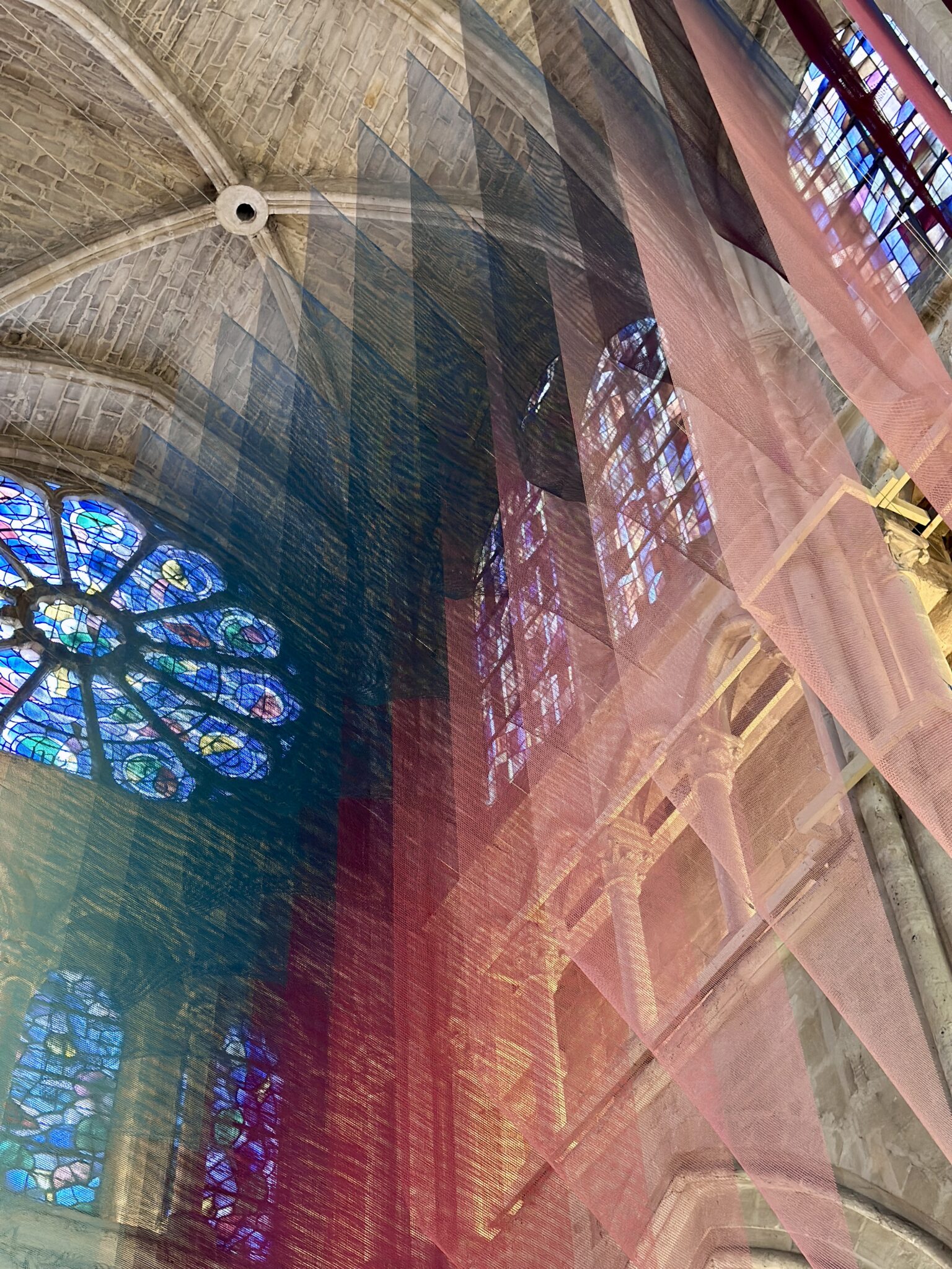Installation view of “Nexus Lucis,” situated above the altar of a church in Gisors, France.