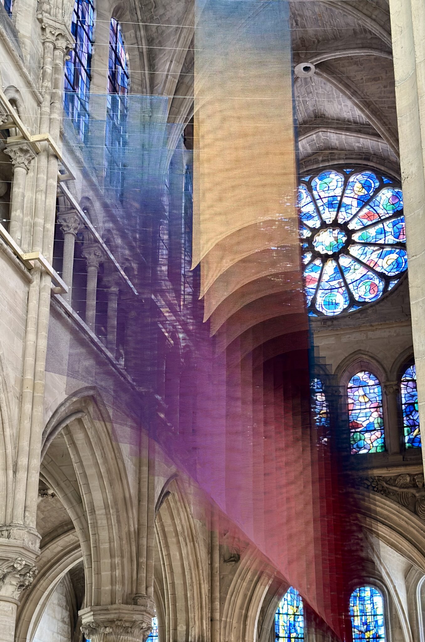 Installation view of “Nexus Lucis,” situated above the altar of a church in Gisors, France.