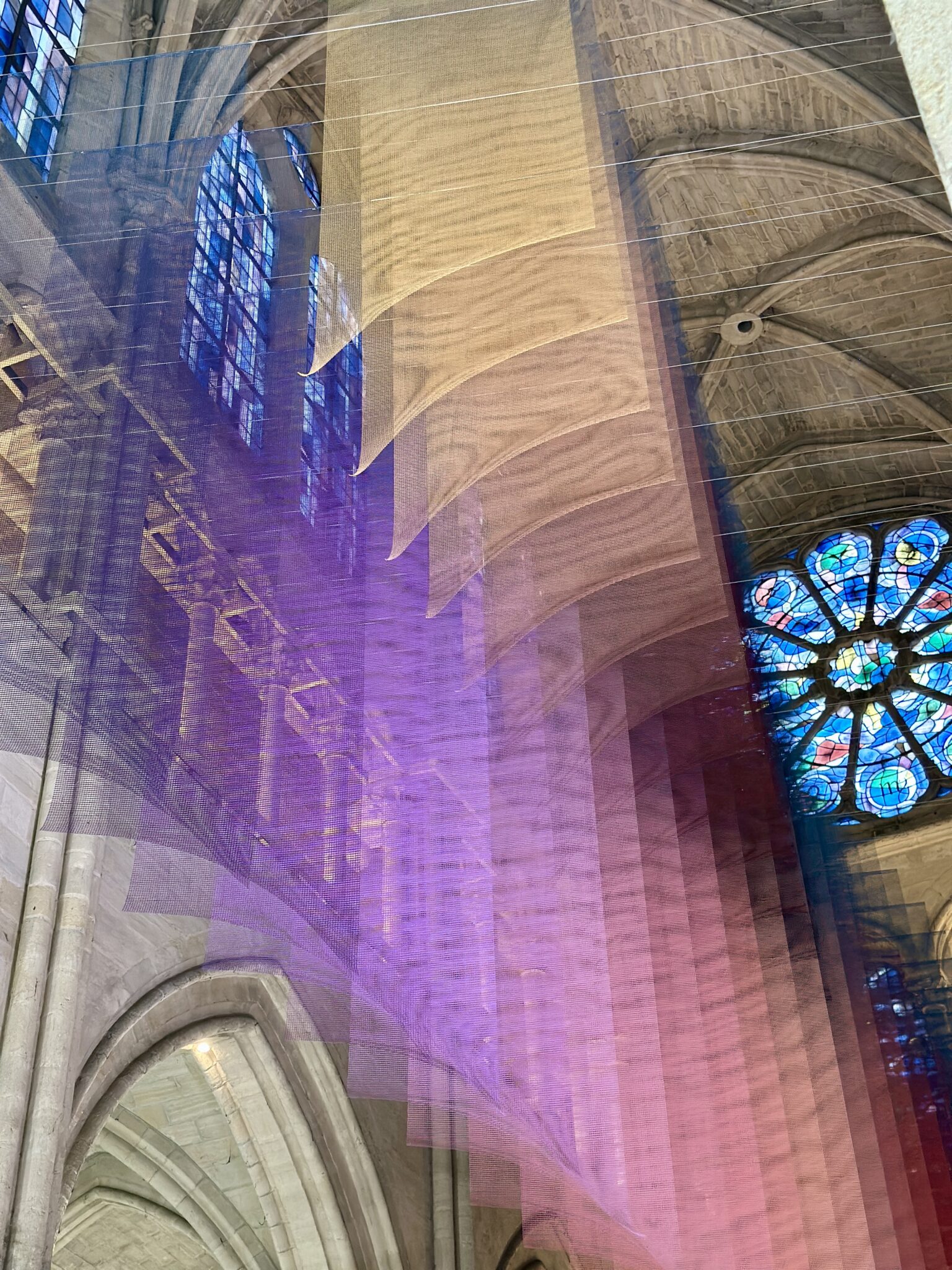 Installation view of “Nexus Lucis,” situated above the altar of a church in Gisors, France.