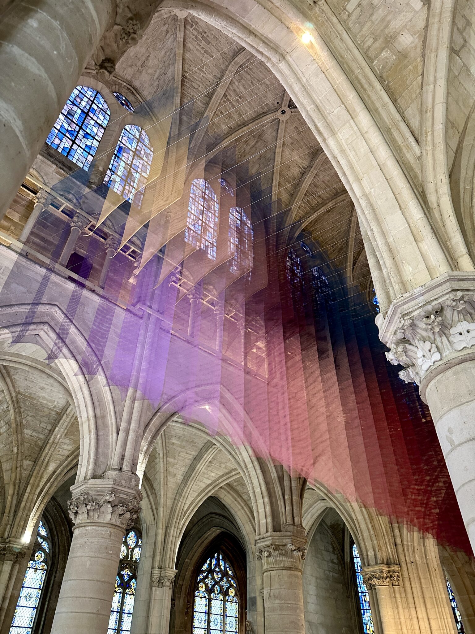 Installation view of “Nexus Lucis,” situated above the altar of a church in Gisors, France.