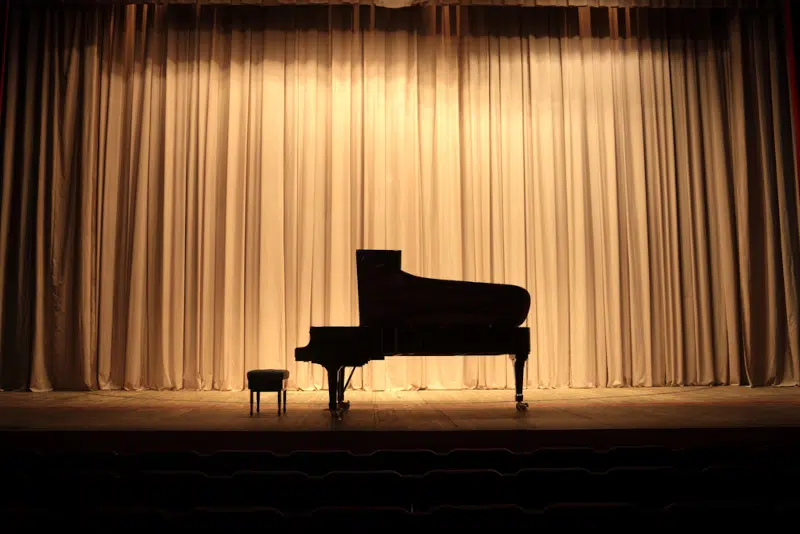 Grand piano on stage