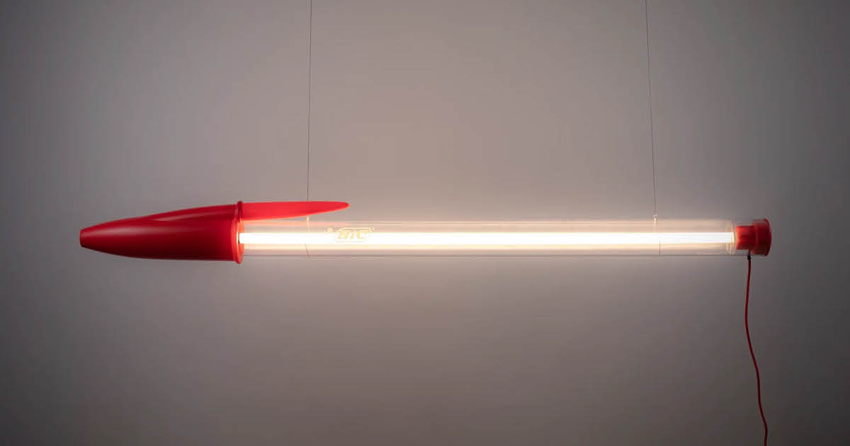 Classic Bic Ballpoint Pen Reimagined as a Giant Lamp for 75th Anniversary