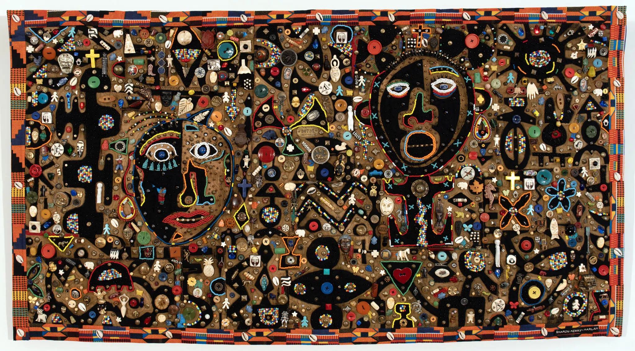 Sharon Kerry-Harlan, &lsquo;Fragments of the Past, Threads of Memory,&rsquo; 2025, thread, found objects and textiles, quilted.