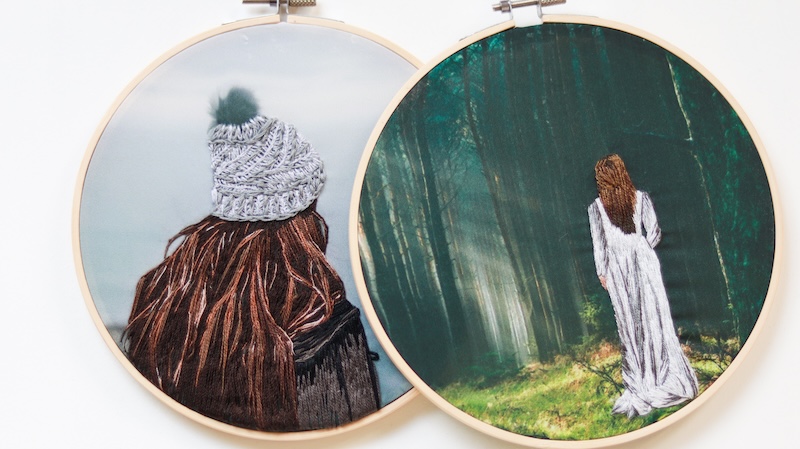 Embroidery Class with Printed Fabrics