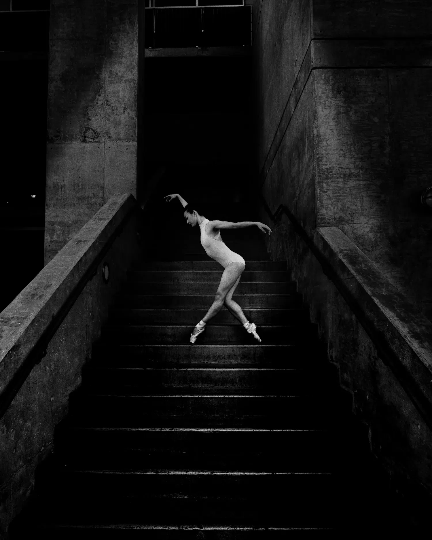 Dance photograph captured by Josh S. Rose, featuring a ballerina on a set of stairs