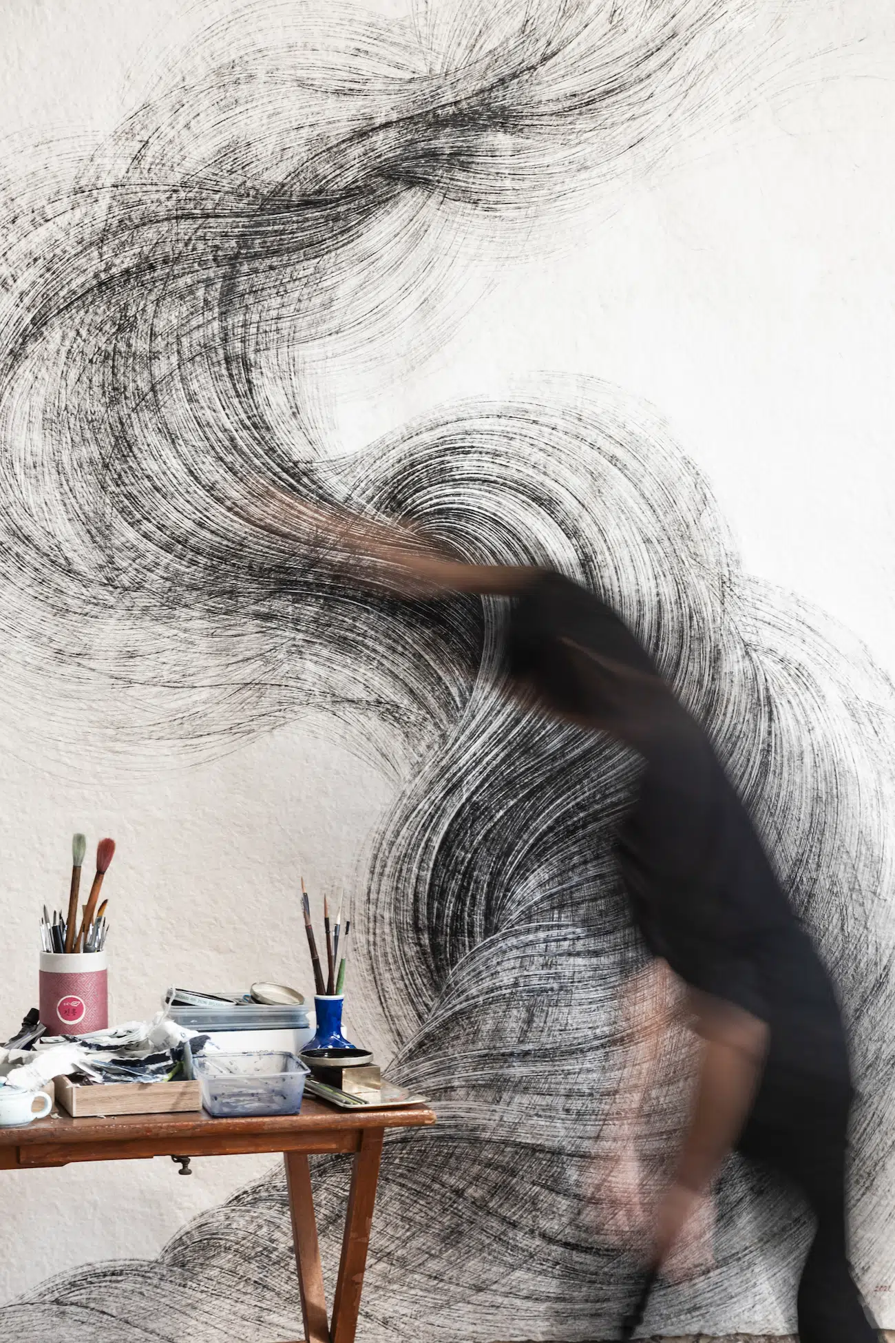 Lee Hyun-Joung in her studio