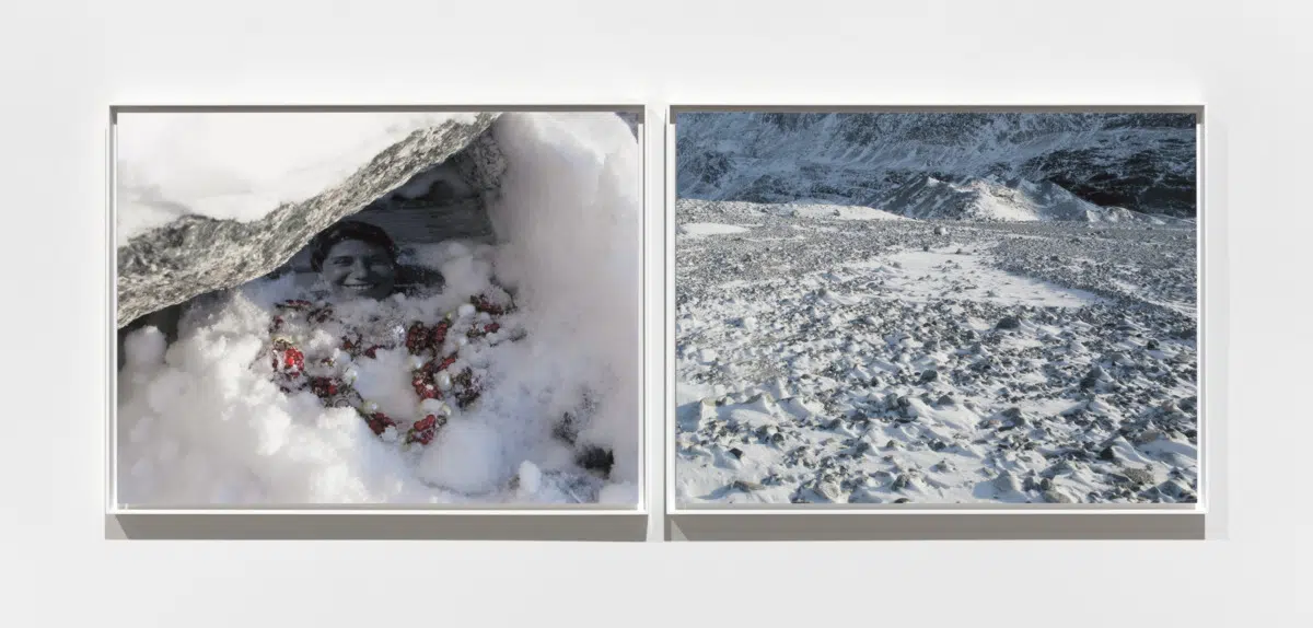 &lsquo;Night Pole&rsquo; (detail), 2009. Light box, sandblasted porcelain plaque, video, screen, color photograph, and frame. (Photo: Steven Probert, courtesy of the artist and Paula Cooper Gallery)