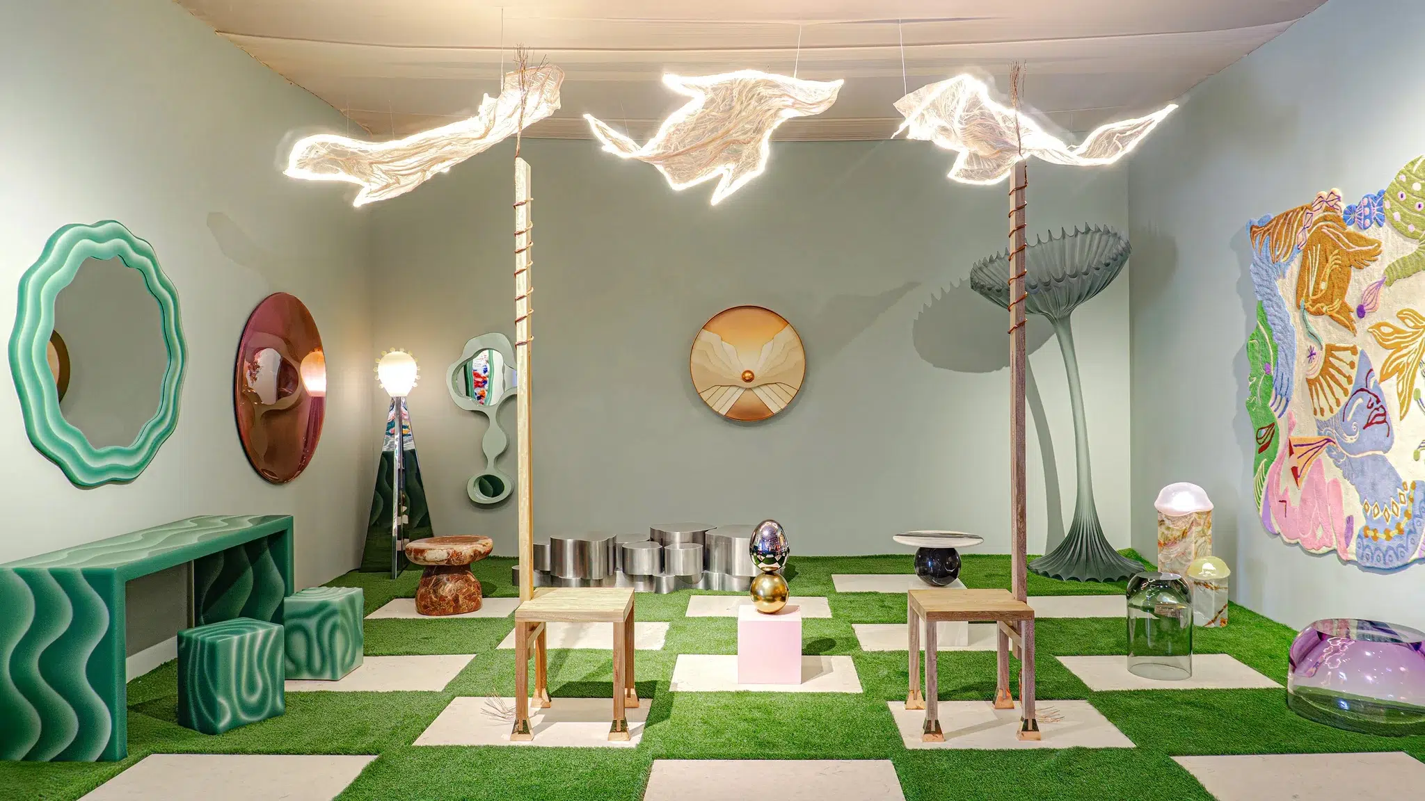 Installation view of Tuleste Factory’s ‘Keep It Curious’ booth at Design Miami 2025.