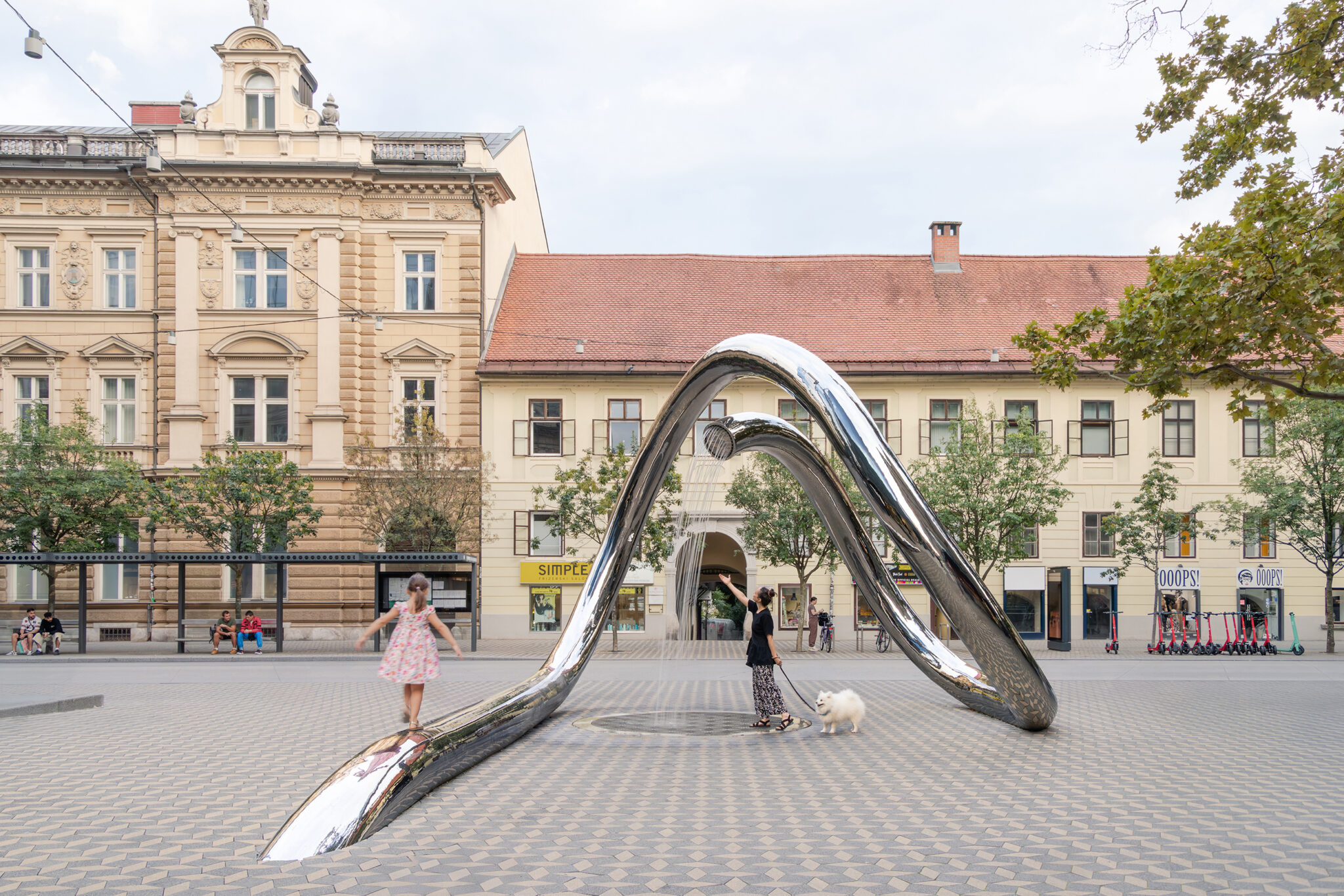 Installation view of &lsquo;Water Sculpture LJ&rsquo; in Ljubljana&rsquo;s city center