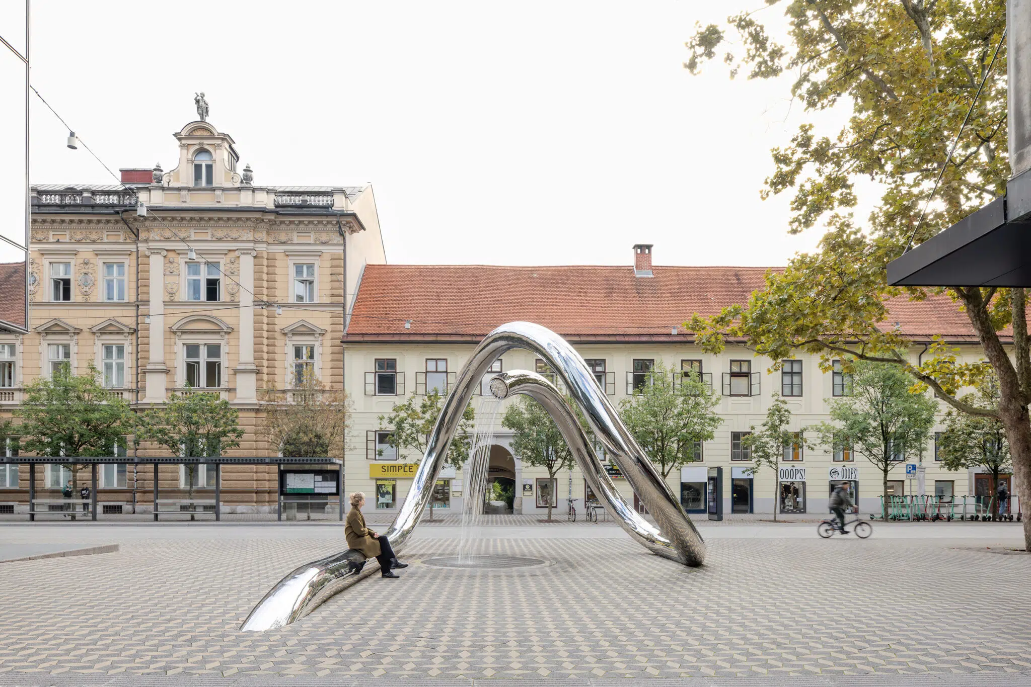 Installation view of &lsquo;Water Sculpture LJ&rsquo; in Ljubljana&rsquo;s city center