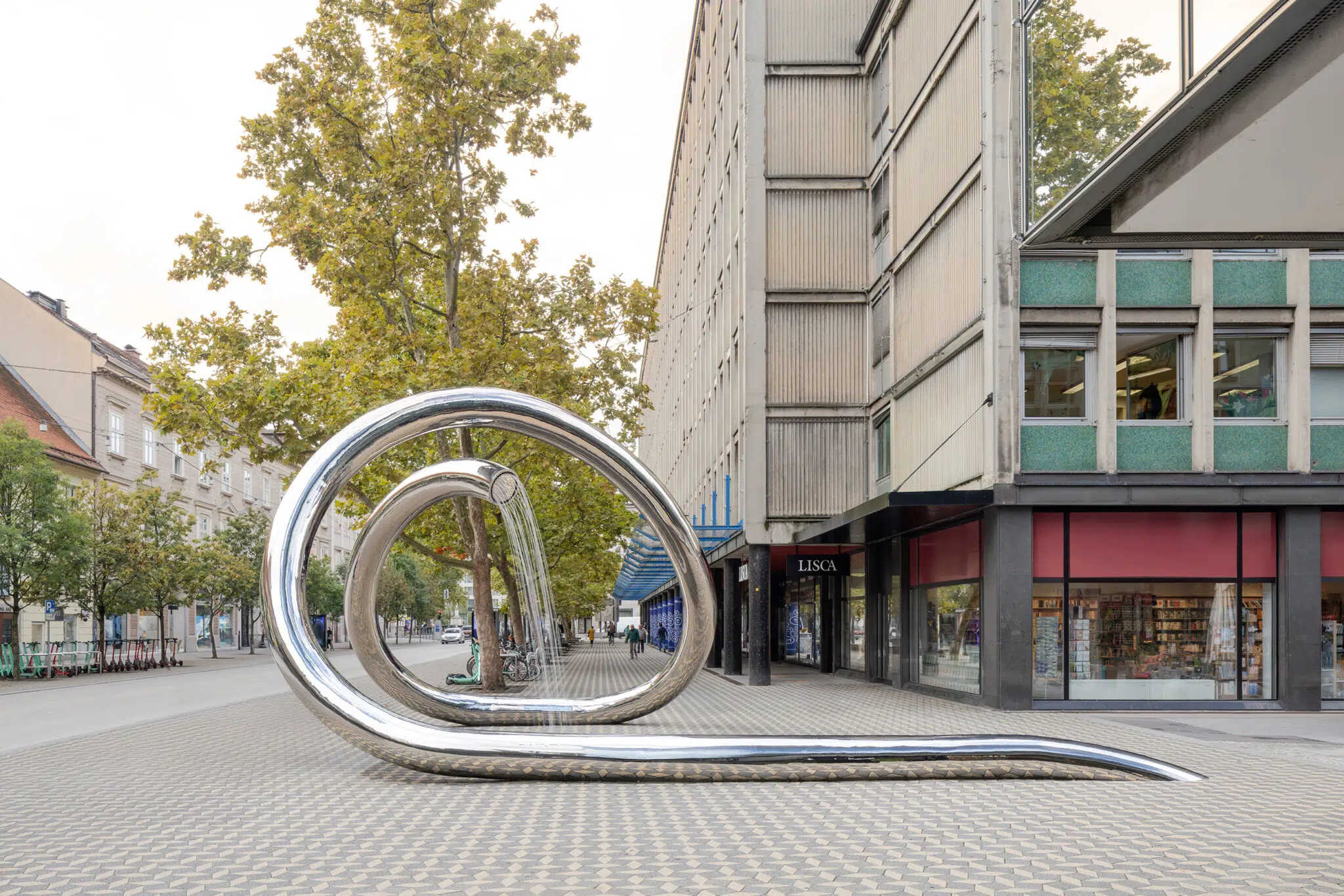 Installation view of &lsquo;Water Sculpture LJ&rsquo; in Ljubljana&rsquo;s city center