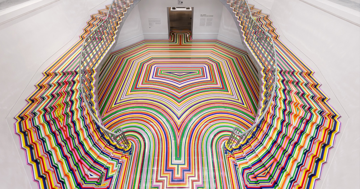 Tape Artist Turns Grand Gallery Rotunda Into Vibrant Psychedelic Wonderland