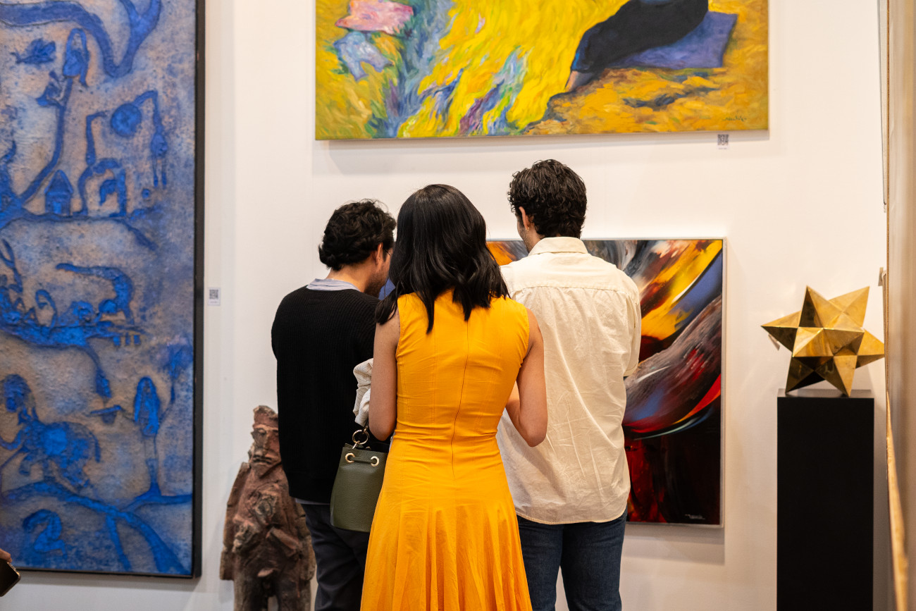 Attendees at Zona Maco Art Fair in Mexico City