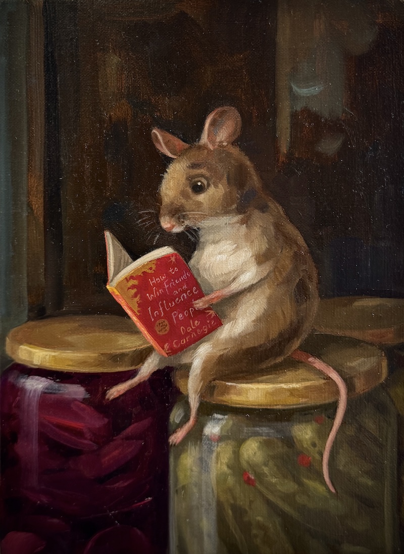 mouse reading a book