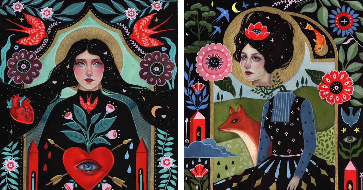 Artist Blends Family Heritage and Personal History To Create Folk Art-Inspired Paintings With a Twist