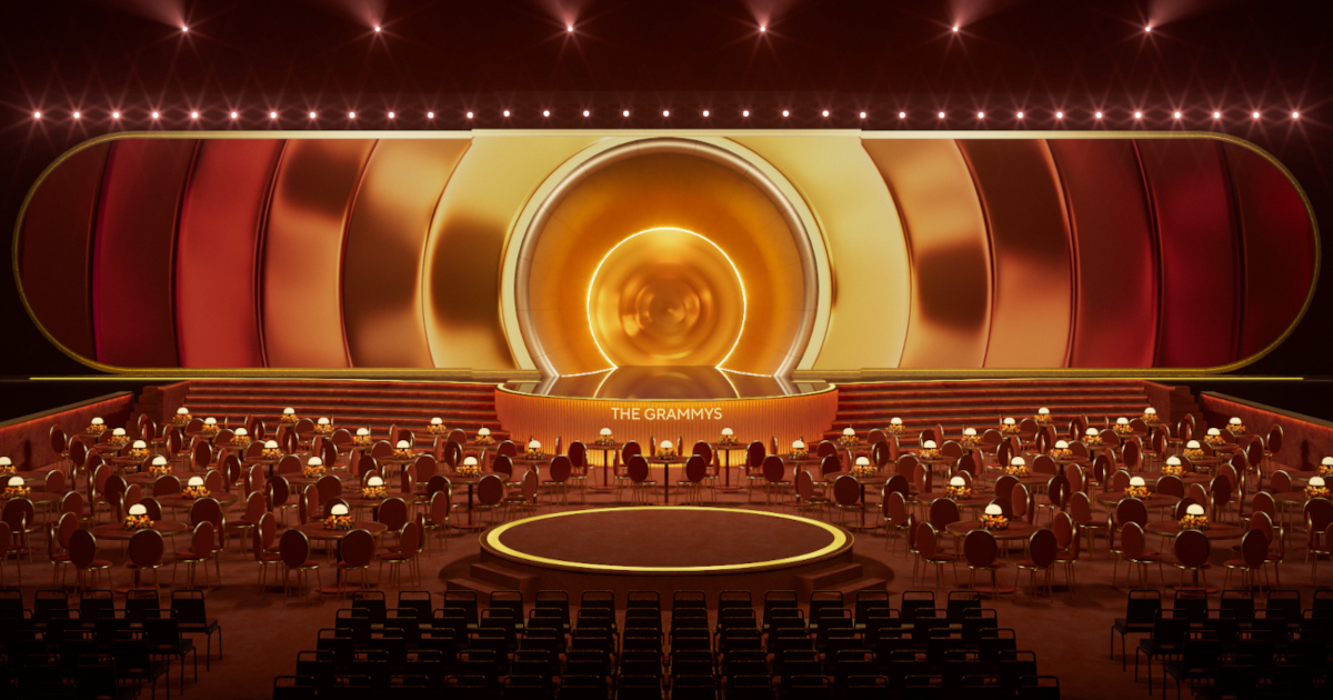 2026 Grammy Awards Stage Designers Share Their Vision Behind the Glittery Gramophone Set
