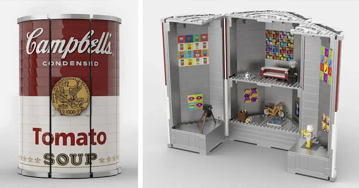 Andy Warhol-Inspired Campbell’s Soup Can LEGO Build Opens up To Reveal the Artist’s Studio