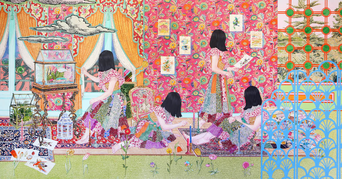 Intricately Patterned Painting Explores the Complexity of Women in a Protective Yet Confining Space