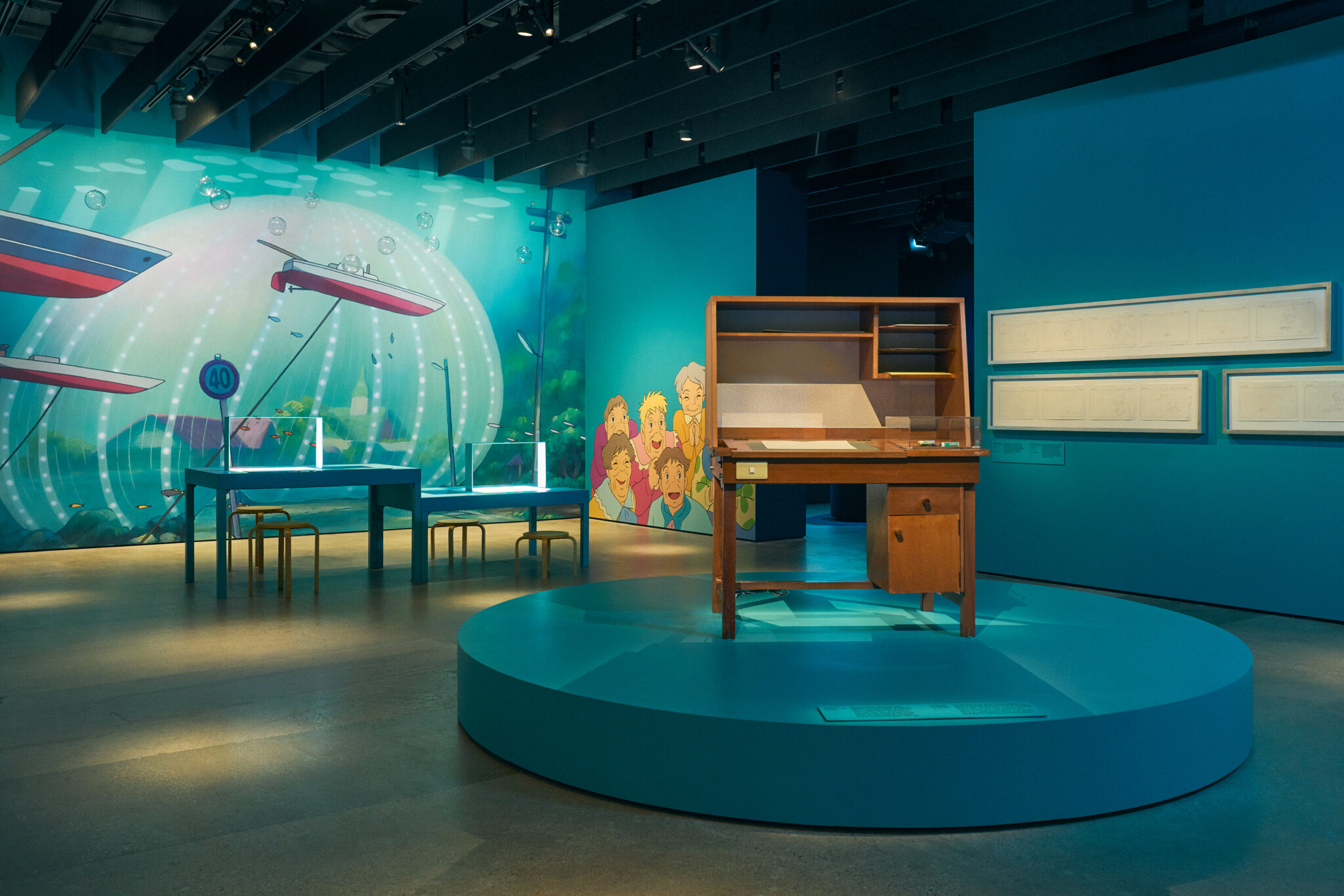 Installation view of “Studio Ghibli’s PONYO” at the Academy Museum of Motion Pictures in Los Angeles