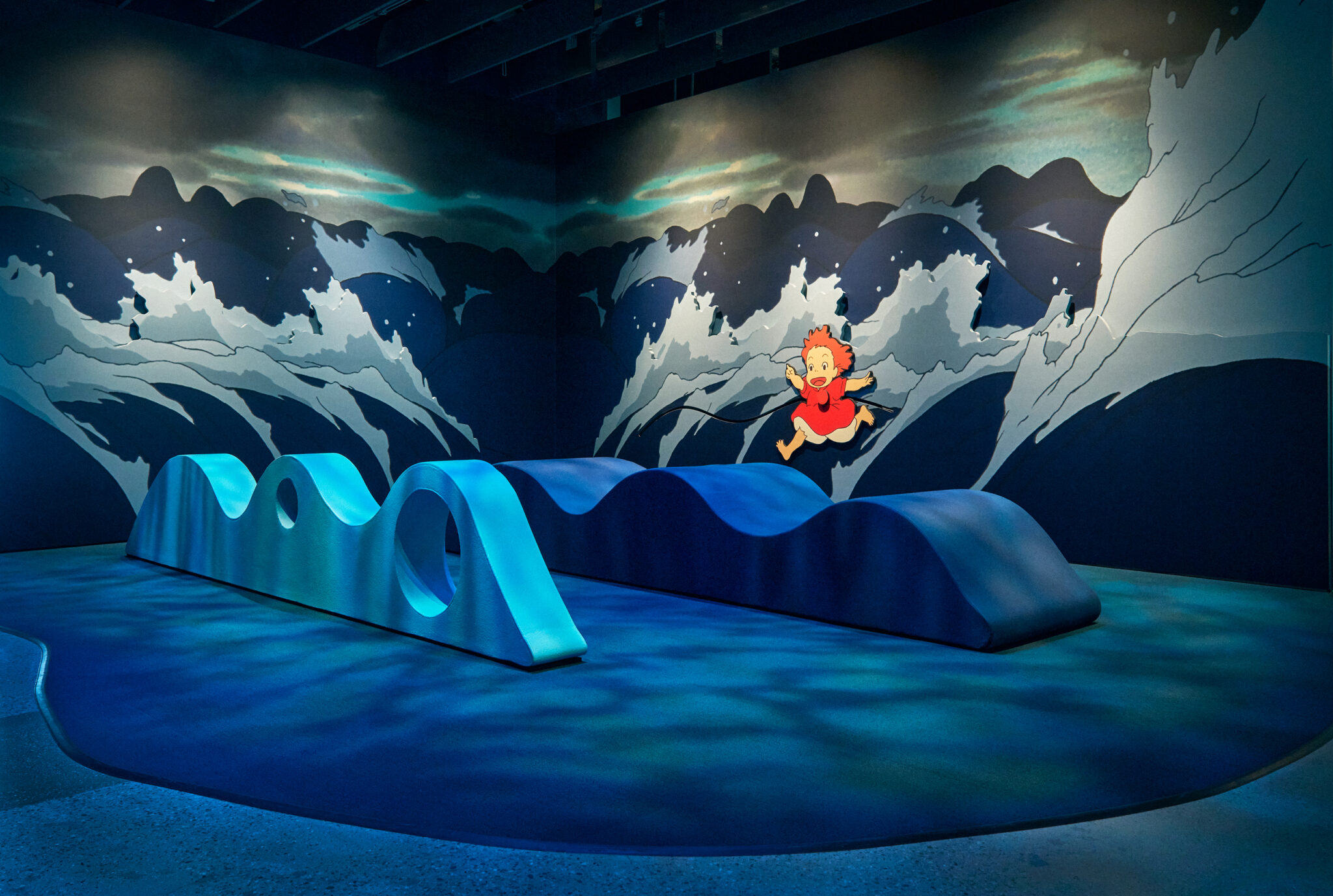 Installation view of “Studio Ghibli’s PONYO” at the Academy Museum of Motion Pictures in Los Angeles