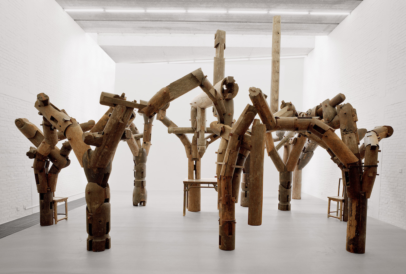 &ldquo;Fragments,&rdquo; 2005. Table, chairs, parts of beams, and pillars from dismantled Qing Dynasty temples.