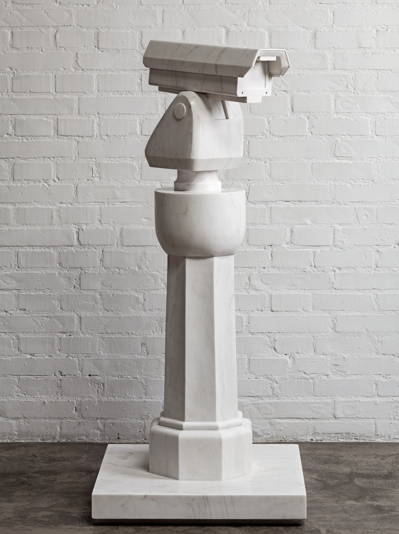 &ldquo;Surveillance Camera with Plinth,&rdquo; 2015. Marble.