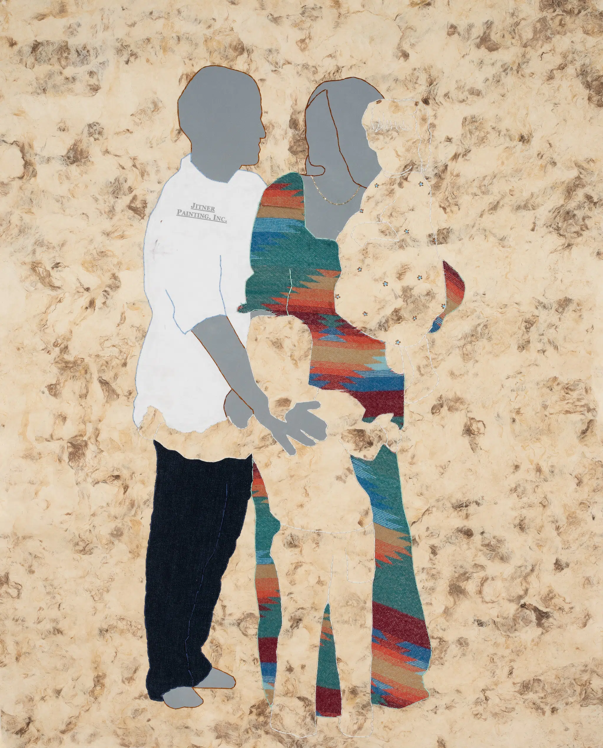 Artwork by Arleene Correa Valencia, featuring painting, embroidery, and textiles