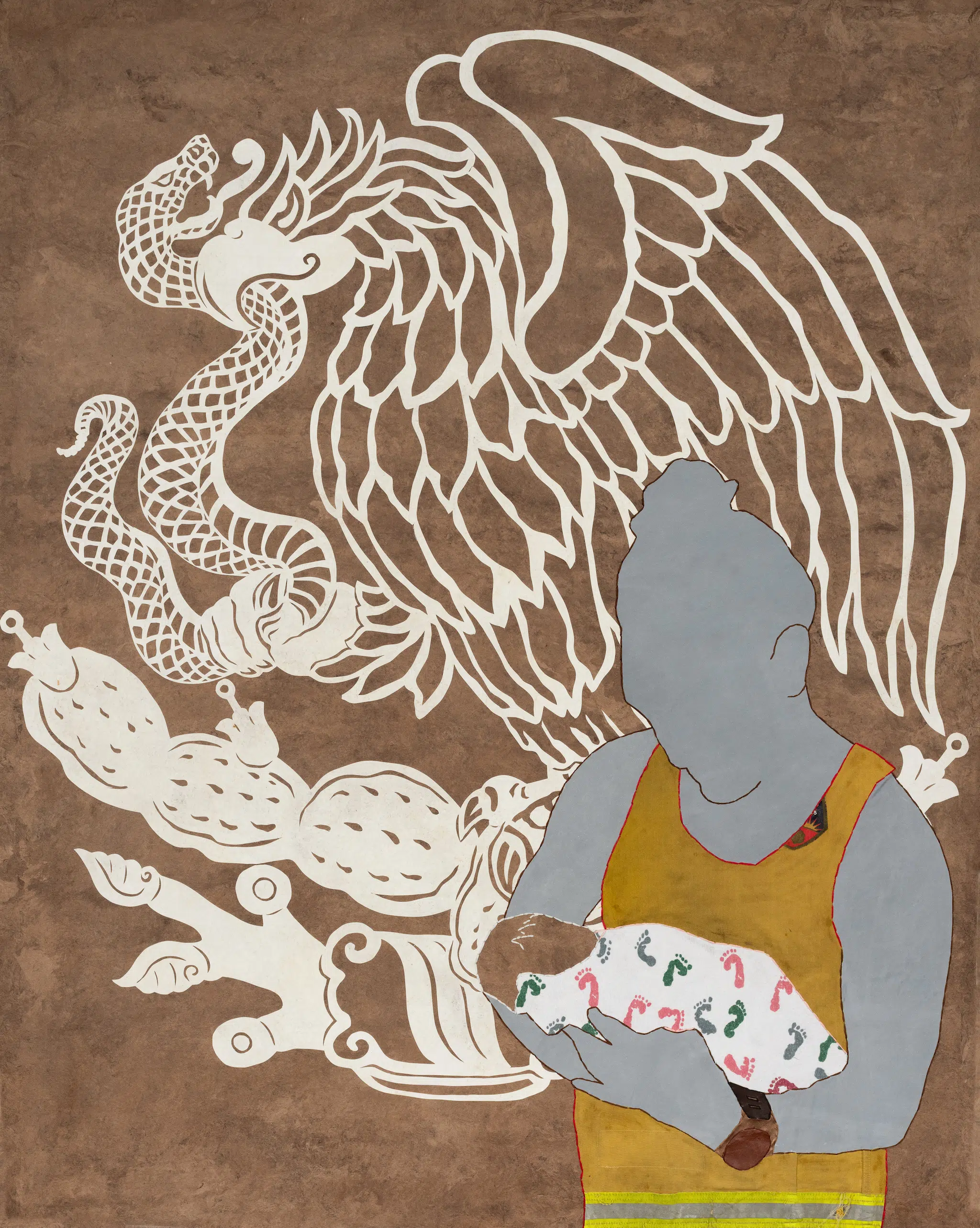 Artwork by Arleene Correa Valencia, featuring painting, embroidery, and textiles