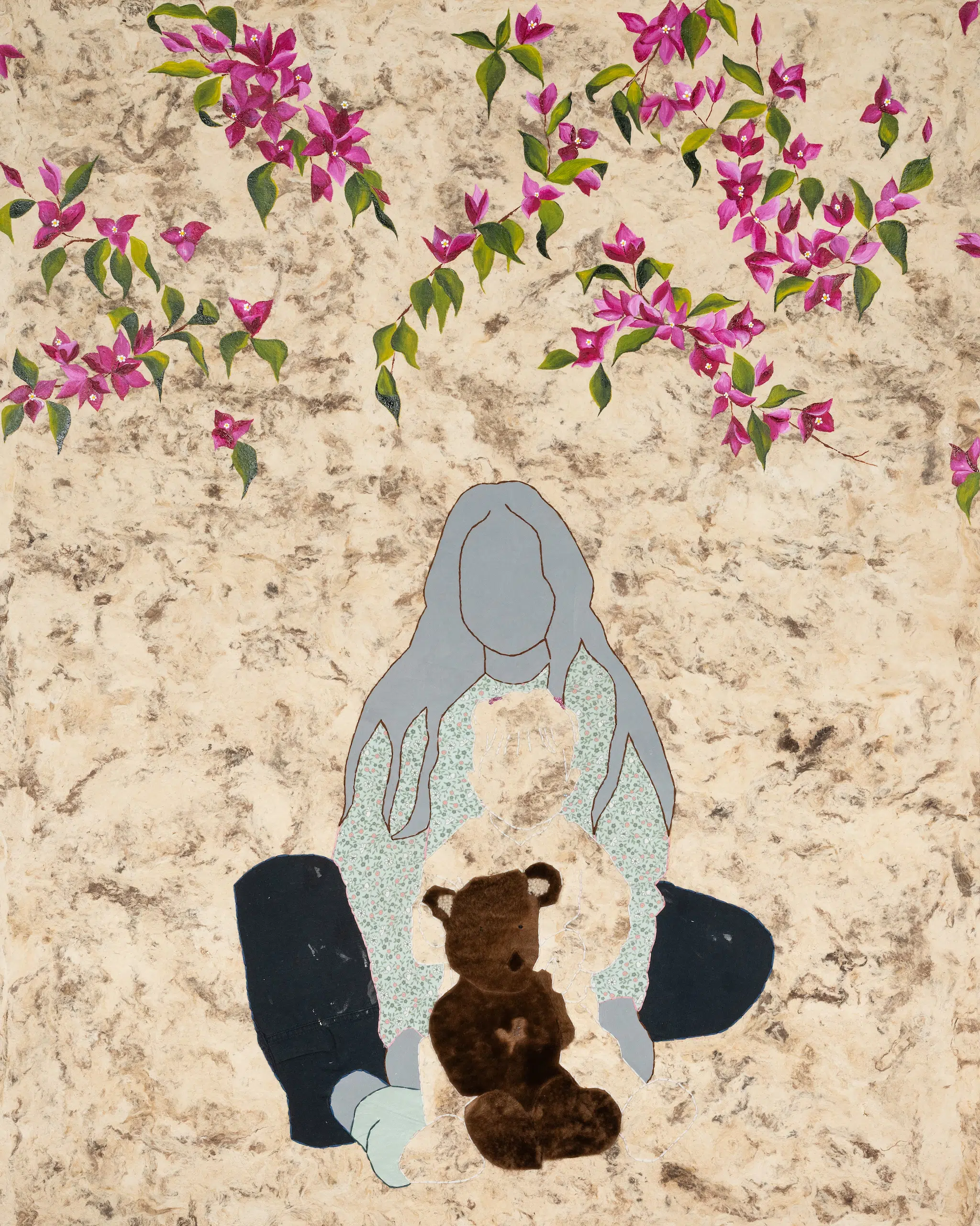 Artwork by Arleene Correa Valencia, featuring painting, embroidery, and textiles