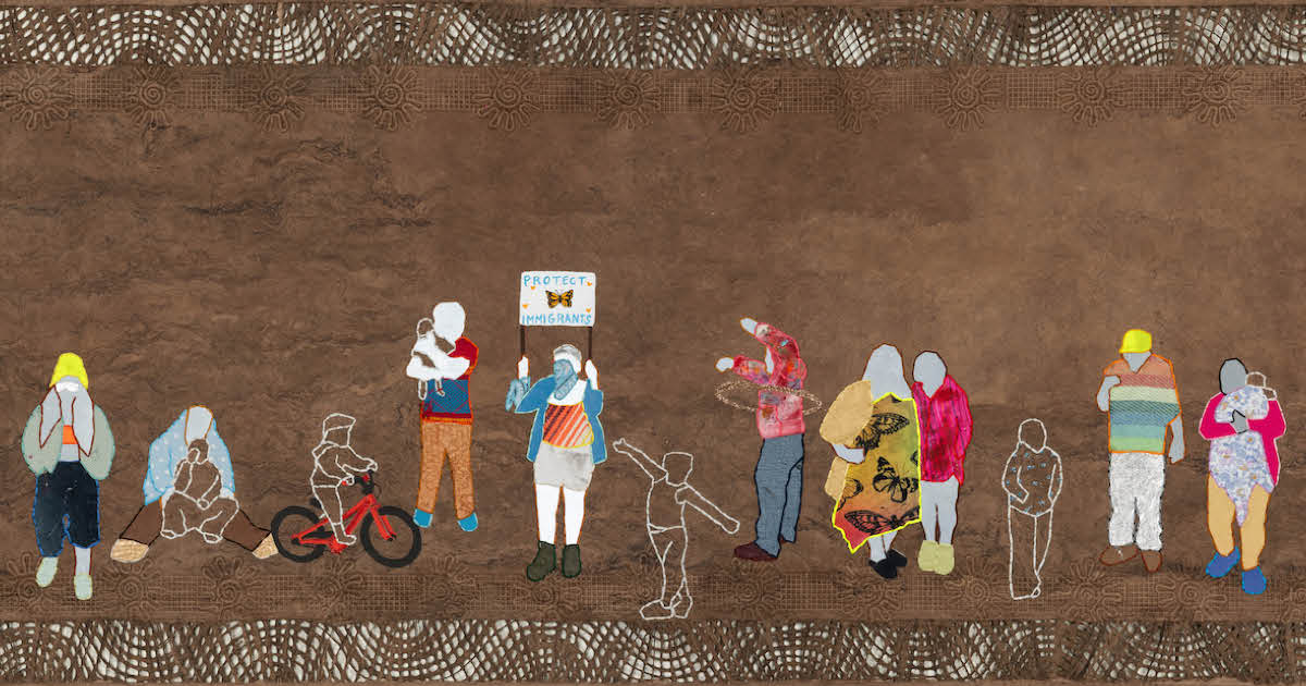 Artist Contends With Migrant Narratives Through Embroidered Mixed-Media Paintings