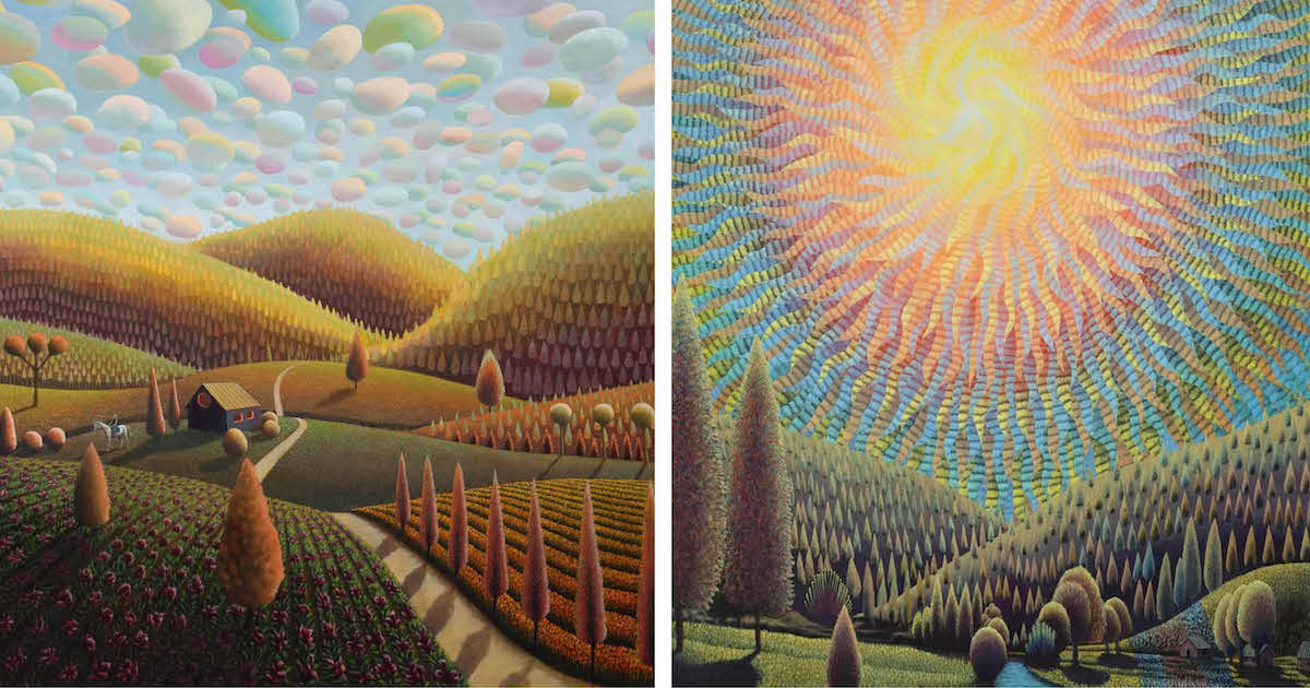 Painter Renders English Countryside With Psychedelic Colors and Patterns