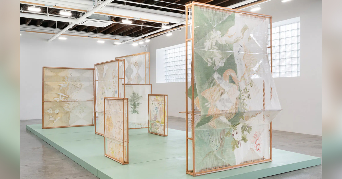 Fiber Artist Creates Delicately Woven “Windows” With Cut-Up Silk Paintings