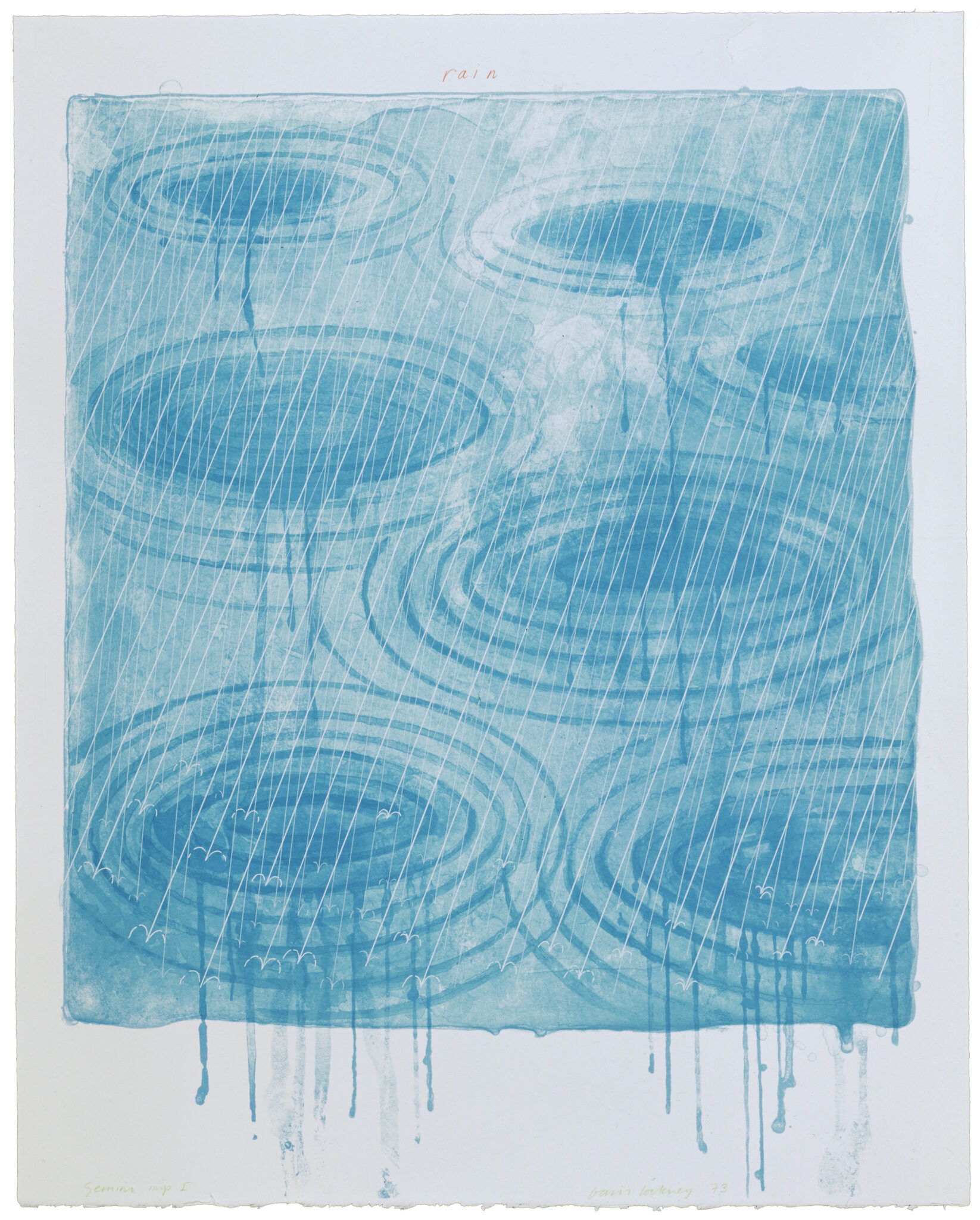 David Hockney, “Rain,” 1973. 6-color lithograph/silkscreen, edition of 98