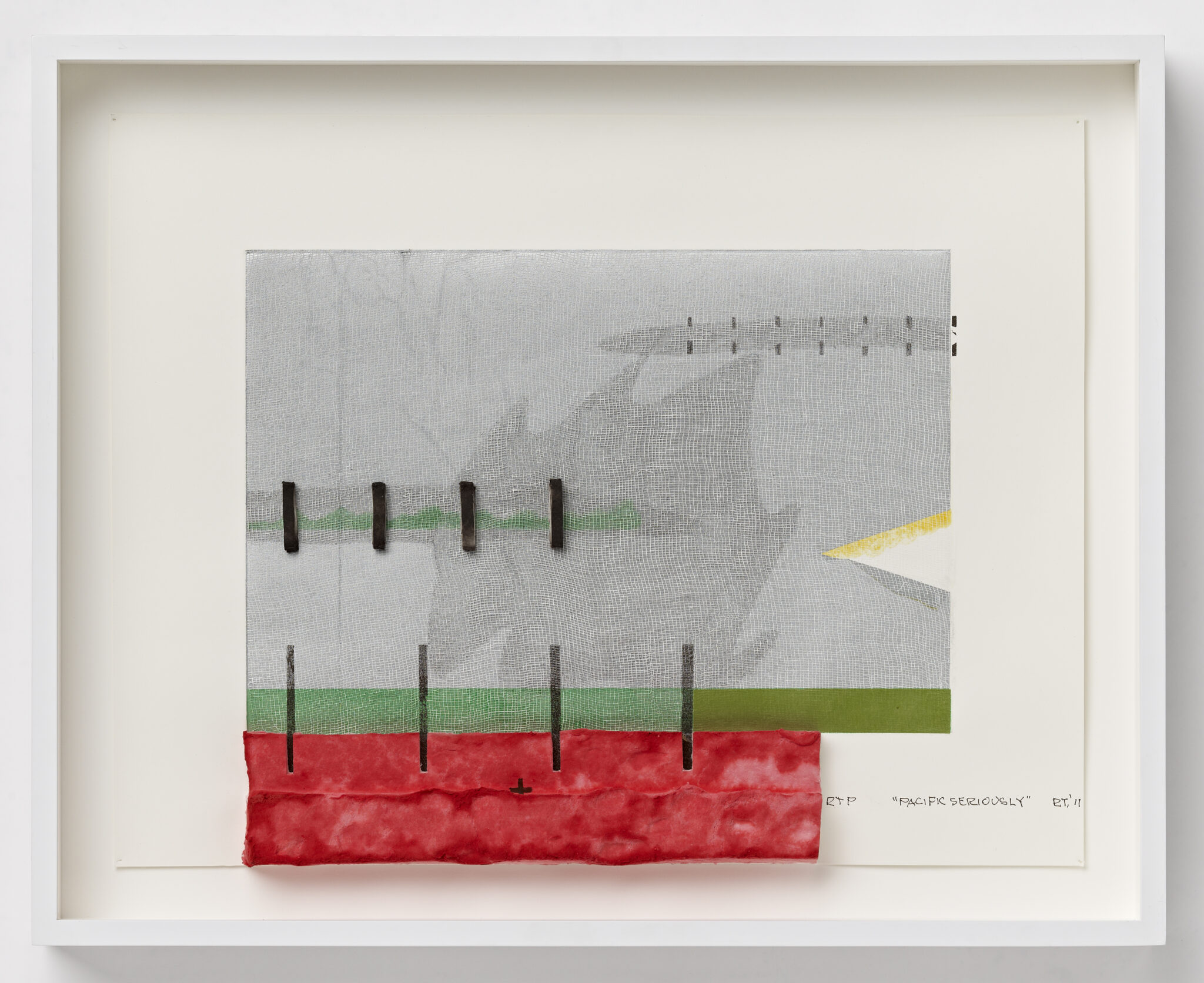 Richard Tuttle, “Pacific Seriously,” 2012. 6-color spit bite, aquatint, chine colle, and paper pulp construction, with unique hand-drawn by artist