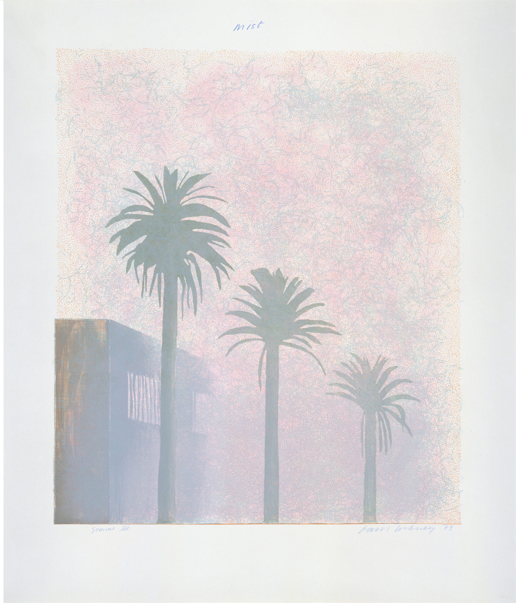 David Hockney, “Mist,” 1973. 5-color lithograph, edition of 98