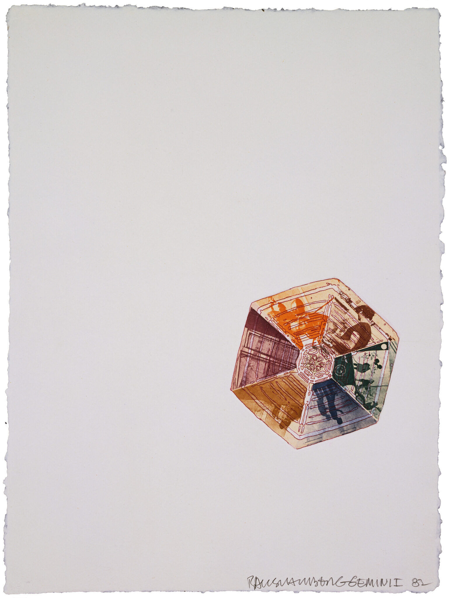 Robert Rauschenberg, “LA Flakes–2,003’ and Falling,” 1982. 9-color etching/embossing, edition of 37