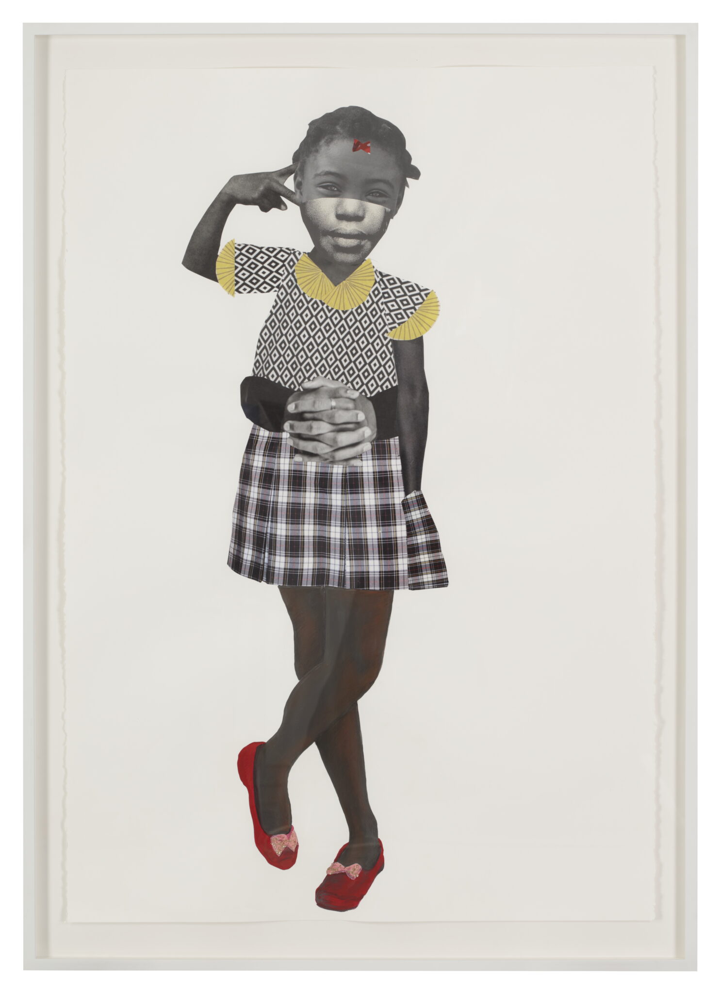Deborah Roberts, &ldquo;The Visionary,&rdquo; 2018. Acrylic paint, ink, found photographs, gouache on paper