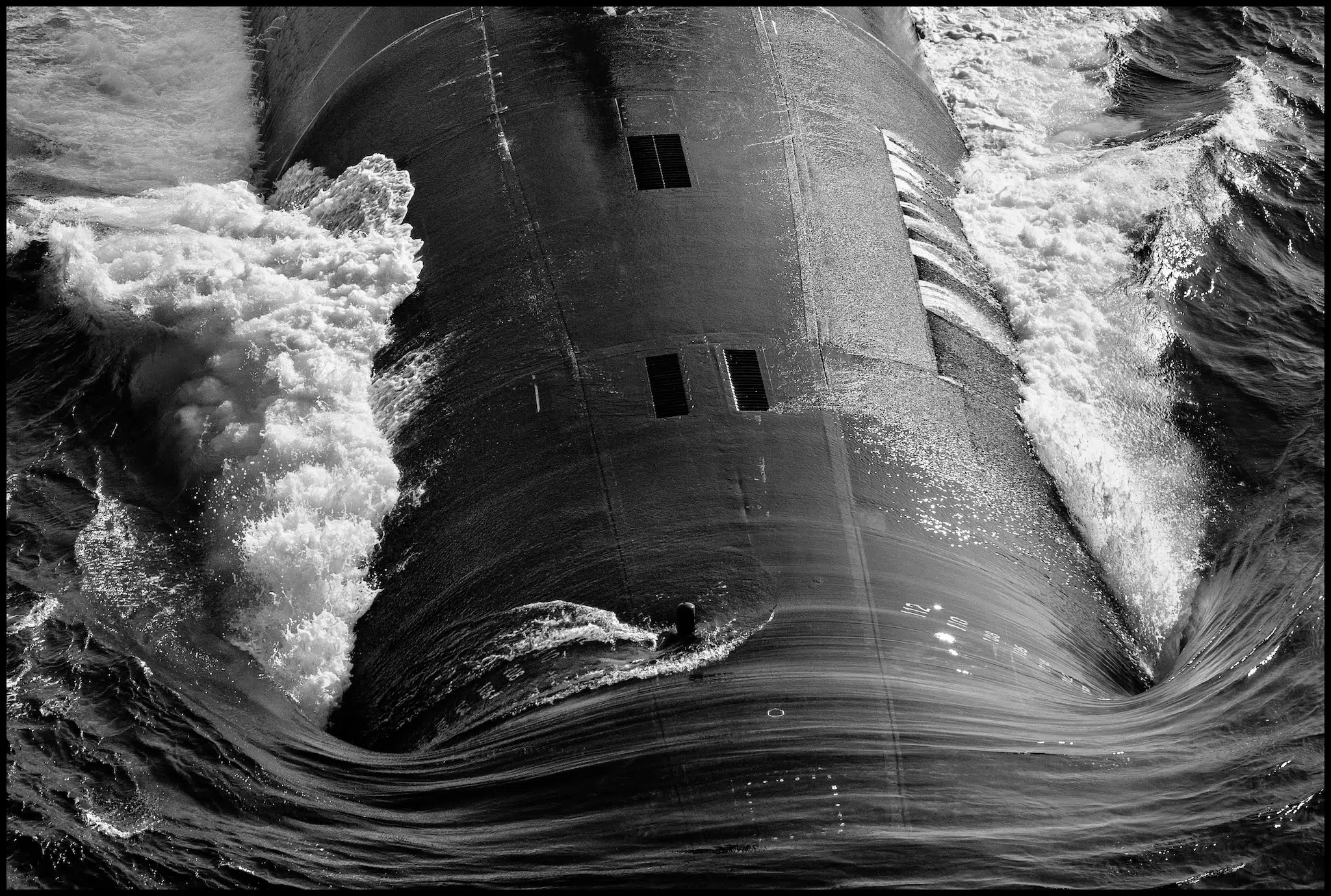 Jean Gaumy, &ldquo;Somewhere in the Bay of Biscay,&rdquo; France, 2011. The nuclear ballistic missiles submarine &ldquo;Le Terrible&rdquo; during surface navigation.