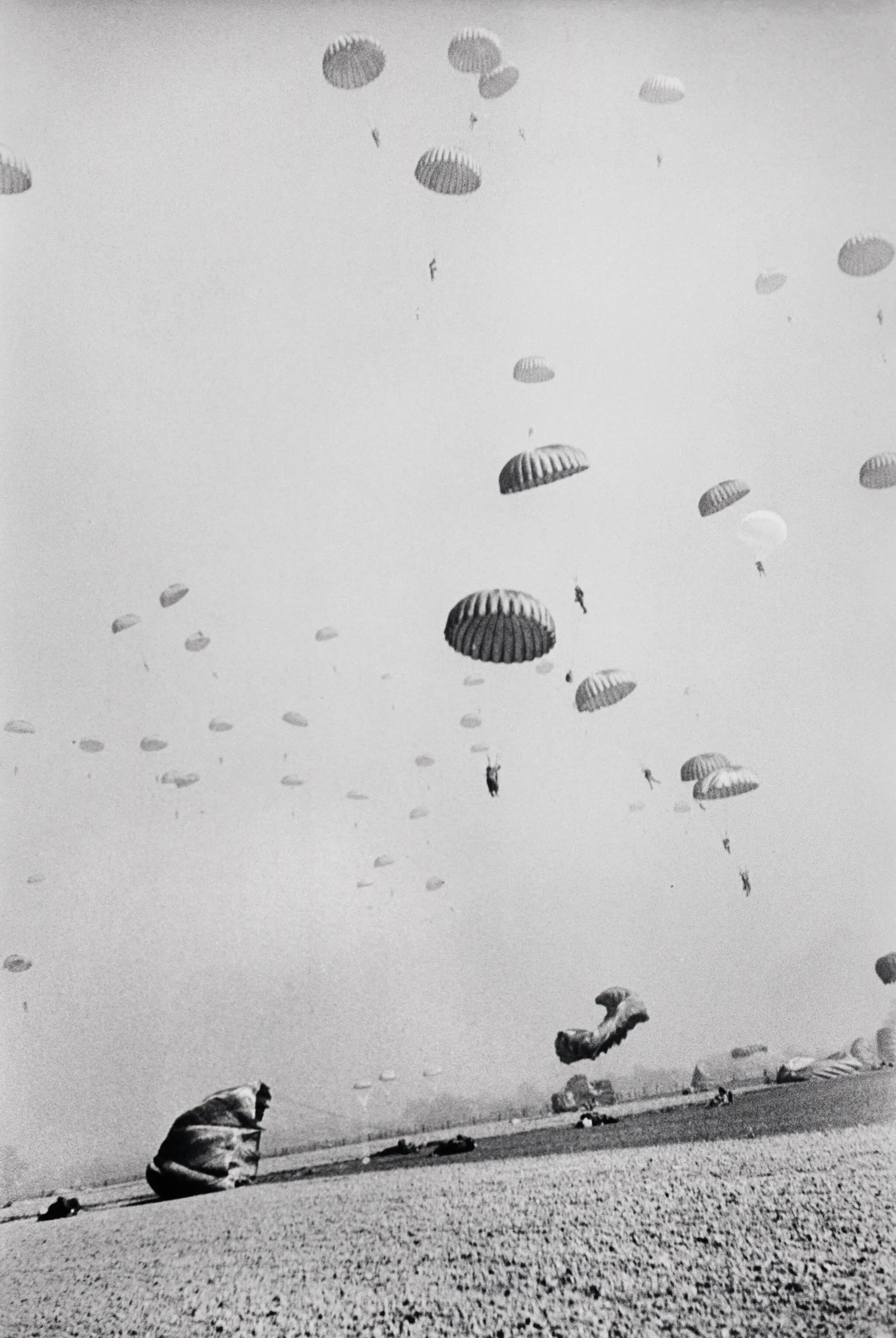Robert Capa, &ldquo;American Paratroopers Landing in Germany,&rdquo; near Wesel, 1945.