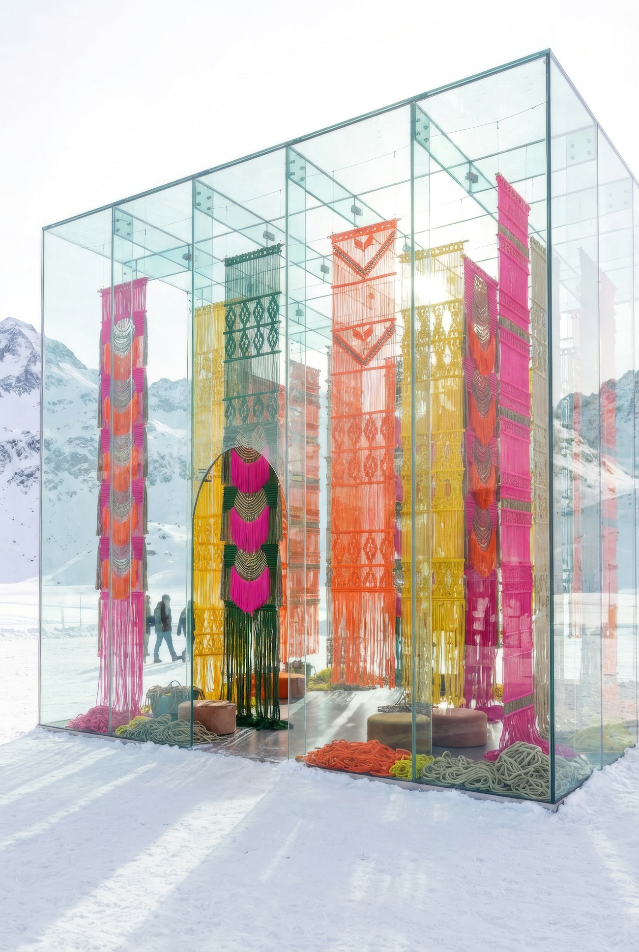 Concept visualization for &ldquo;From Desert Sand to Alpine Snow,&rdquo; reimagining and building upon &ldquo;Ancestral Whispers&rdquo; in a winter environment.