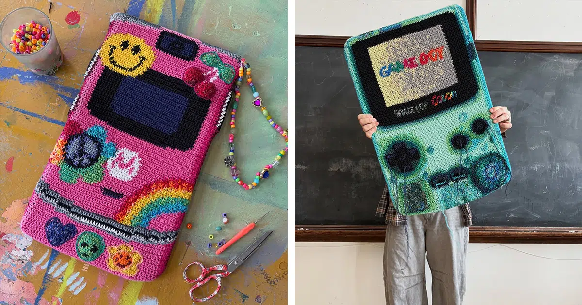 Crochet Artist Turns Early 2000s Technology Into Oversized Textile Art