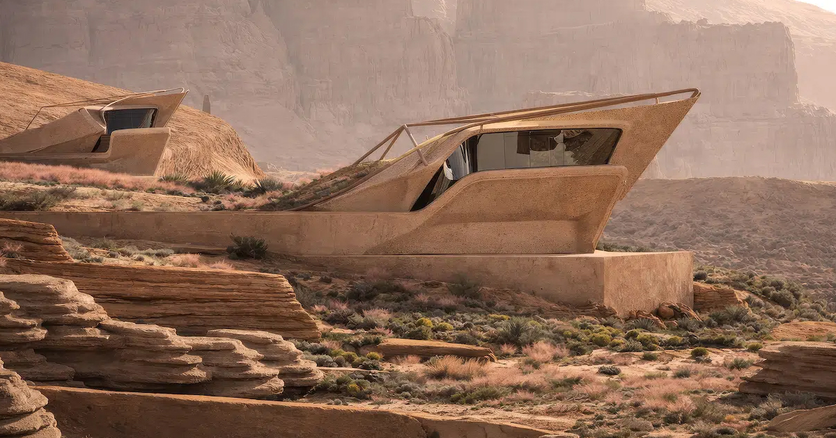 Rammed Earth-Inspired Concept House Looks Like a Rocky Formation in the Desert