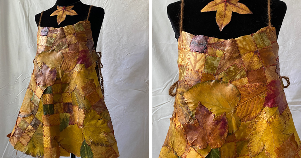 Artist Sews Real Leaves Together to Fashion a Dress That’s Wearable Art