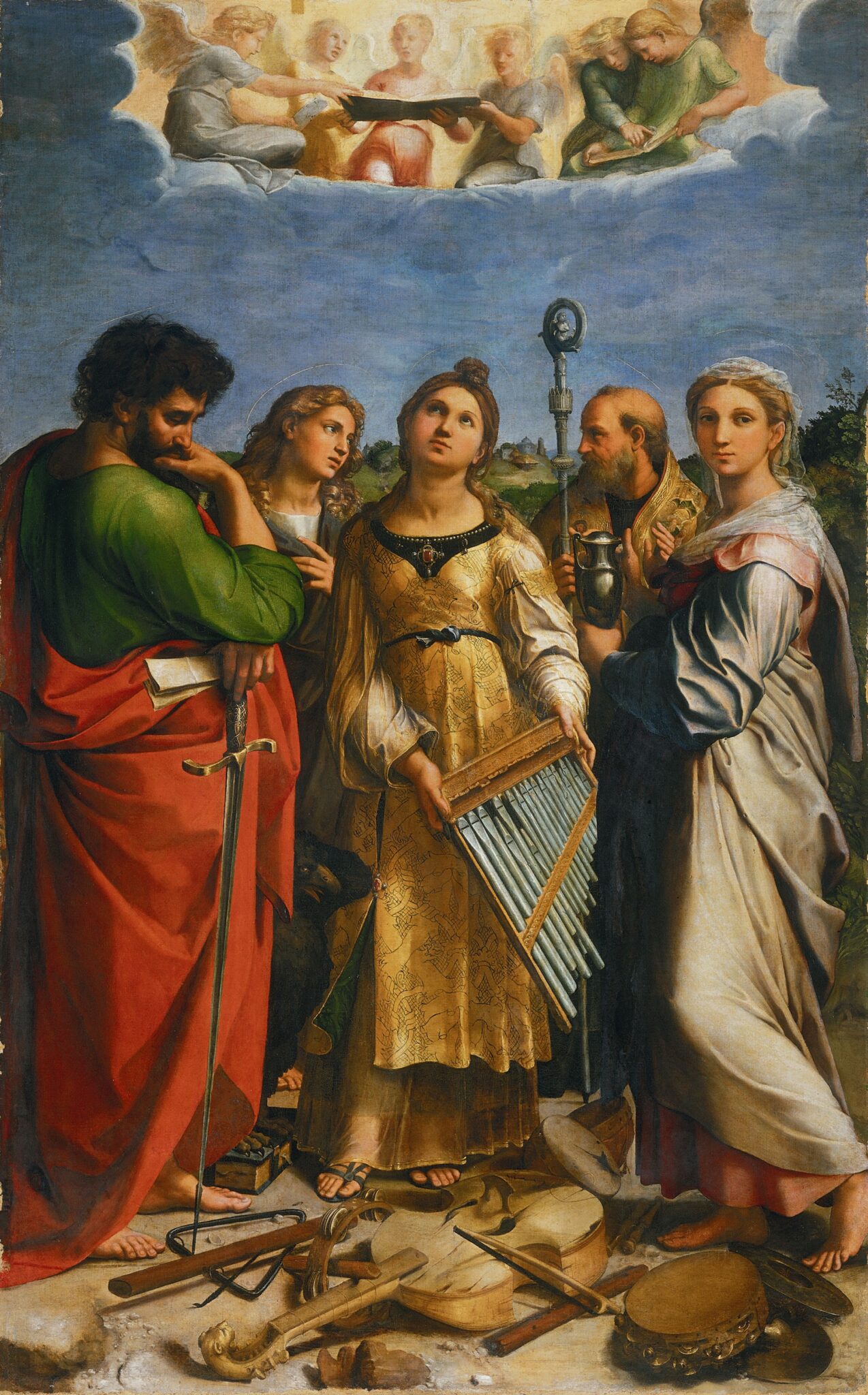 “The Ecstasy of Saint Cecilia with Saints Paul, John the Evangelist, Augustine, and Mary Magdalene,” ca. 1515-16. Oil on canvas, transferred from wood. (Photo: Scala / Art Resource, NY)