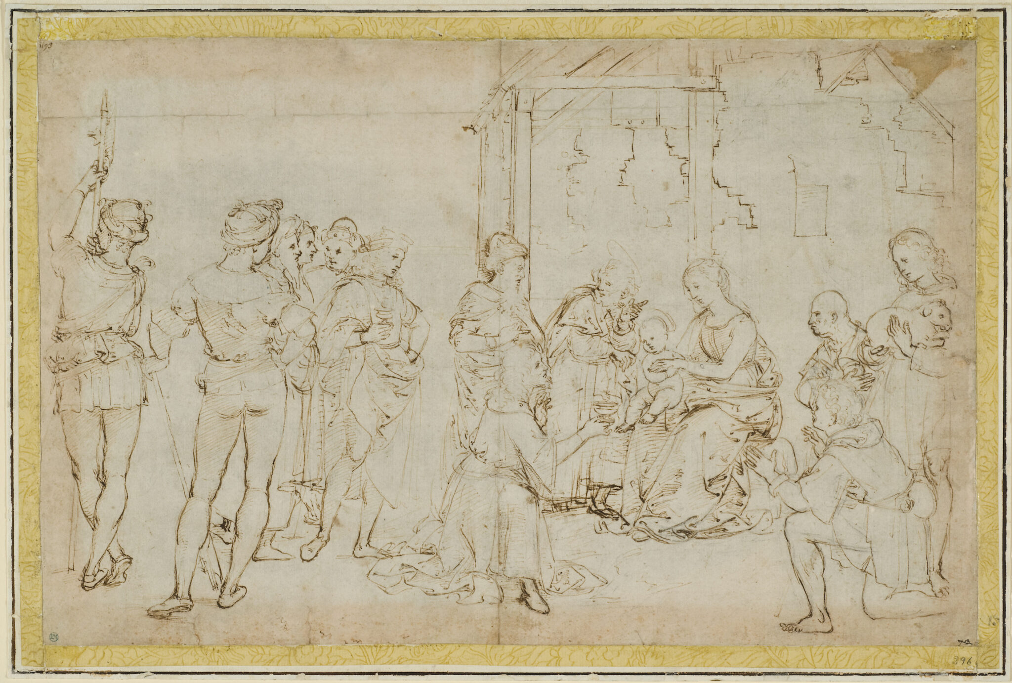 “The Adoration of the Magi (Full-Scale Composition Study for the Central Scene in the Predella of the Oddi Altarpiece),” ca. 1503-4