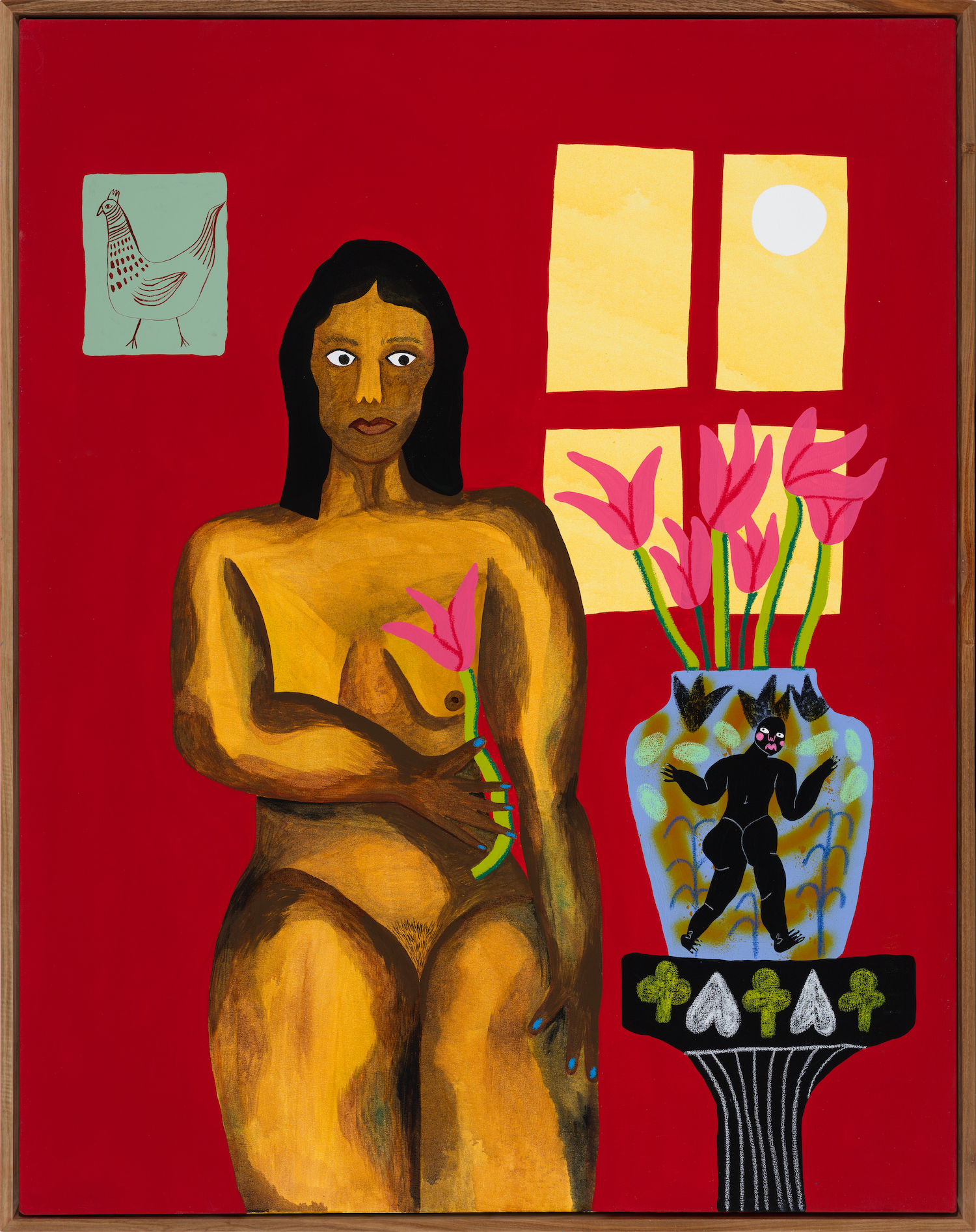 Boemo Diale, &ldquo;Street lights and flowers,&rdquo; 2025. Mixed media on canvas