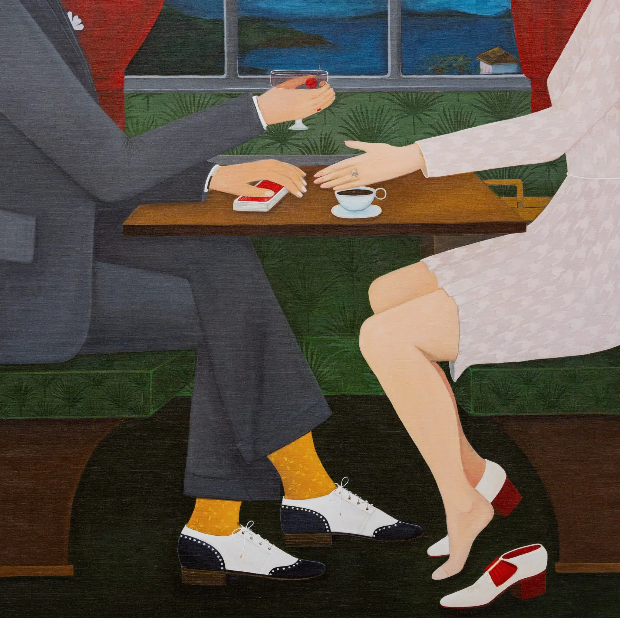 Angela Burson, &ldquo;Night Train,&rdquo; 2026. Acrylic on linen. (Courtesy of the artist and Hashimoto Contemporary)